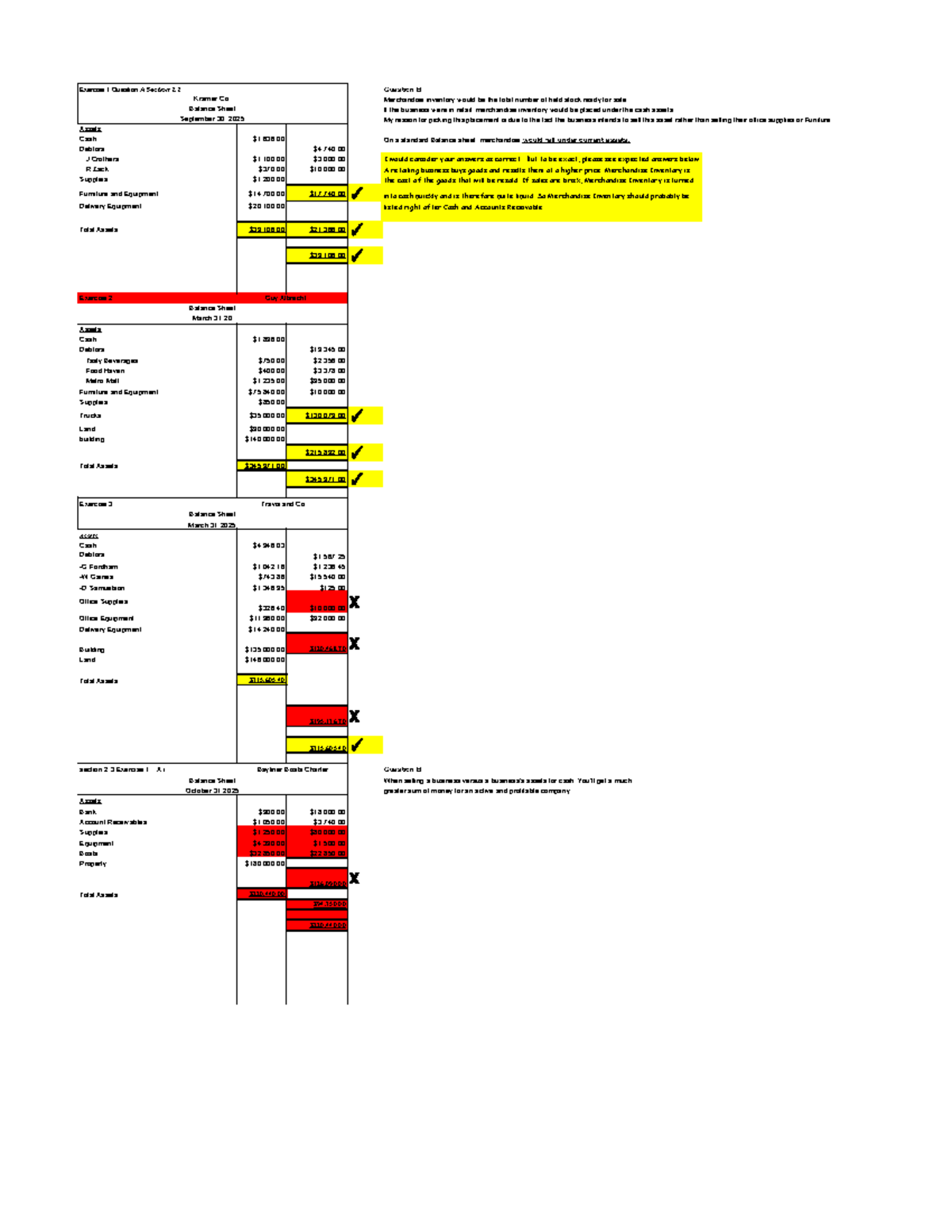 2.2-2.3 GAAP Balance Sheet Form & Exercises Analysis - Sheet 1 - Studocu