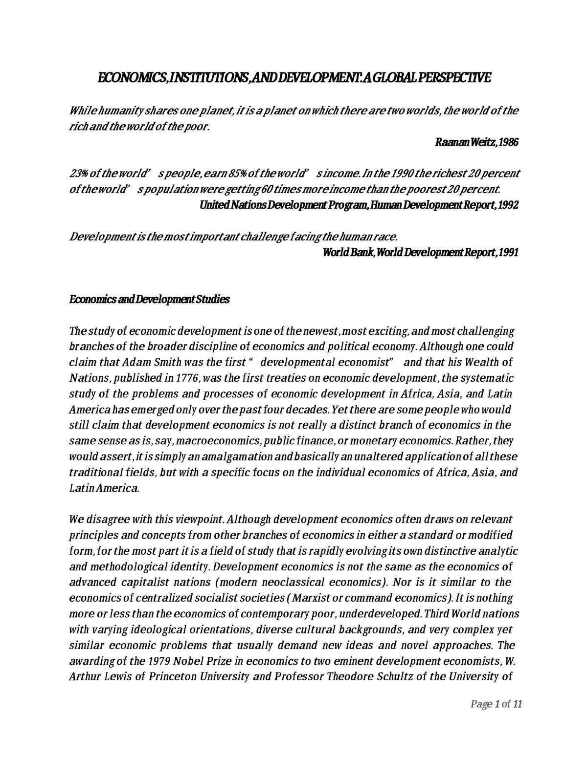 Chapter 2 - Economics, Institutions, and Development: A Global ...
