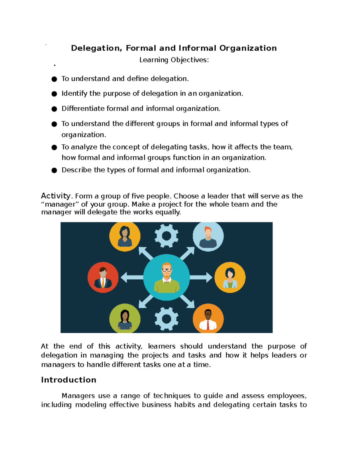 Group 8 - Delegation in Formal and Informal Organization Management ...
