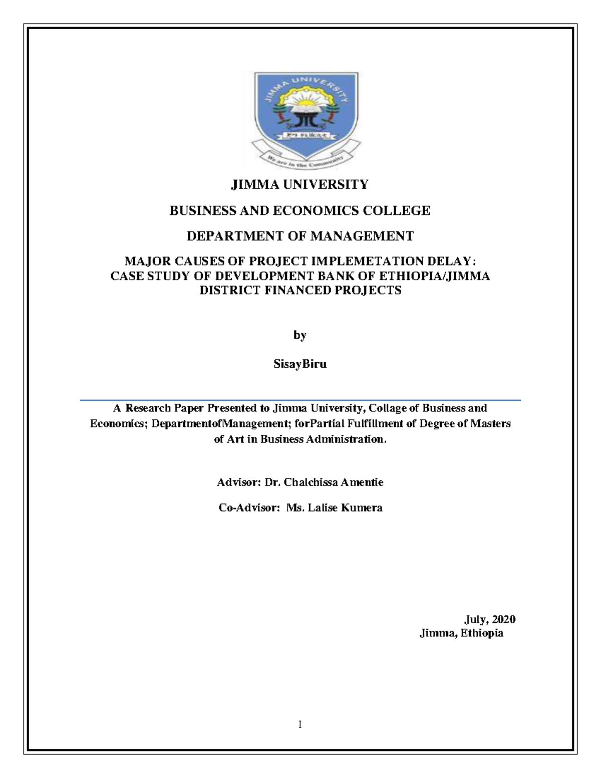 Major Causes of Project Implementation Delay: A Case Study of DBE ...