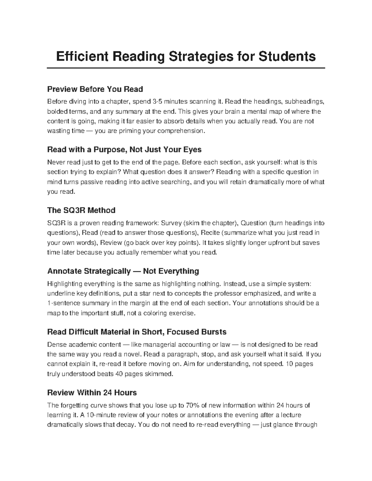 Efficient Reading Strategies for Students: Tips & Techniques - Studocu