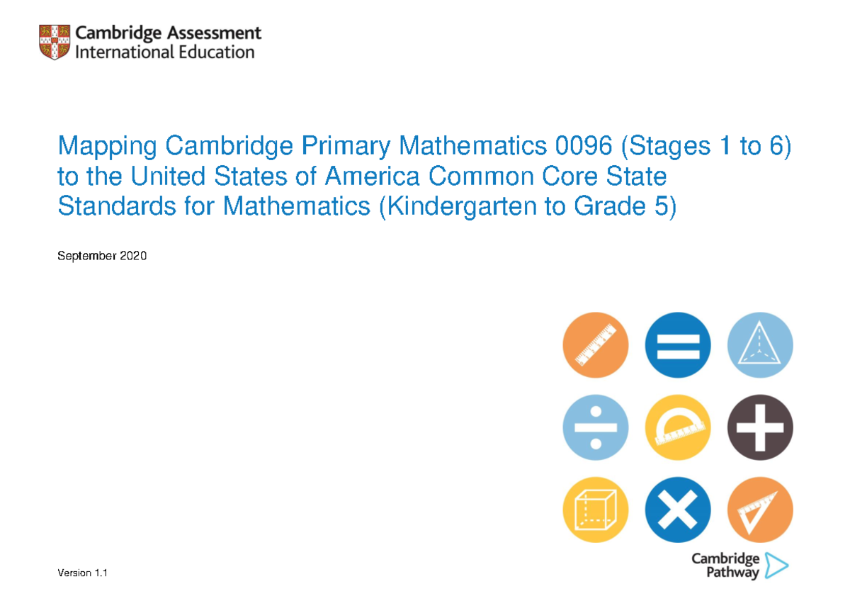 Mapping Cambridge Primary Mathematics 0096 to US Common Core Standards ...