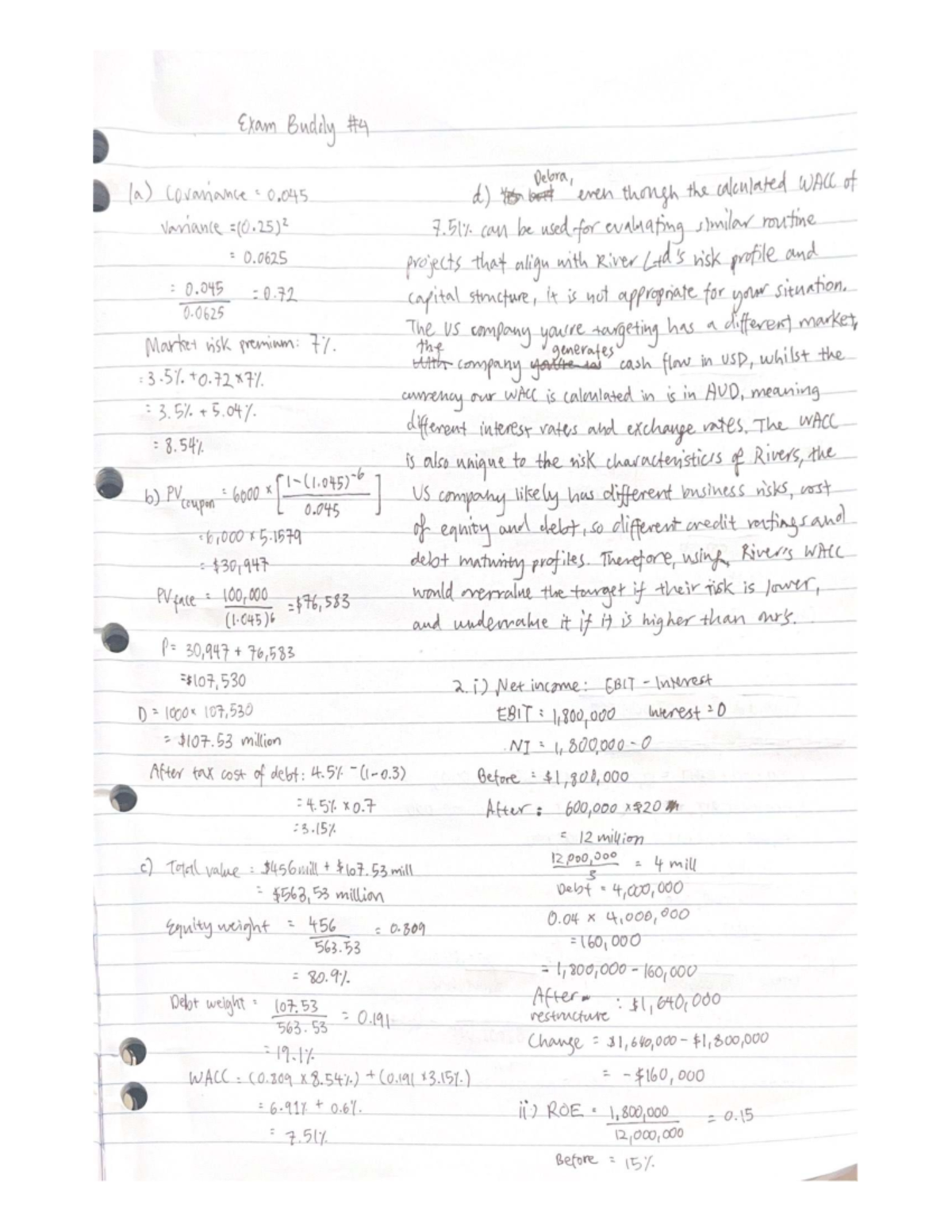 Exam Buddy: WACC and Risk Analysis for Project Evaluation - Studocu