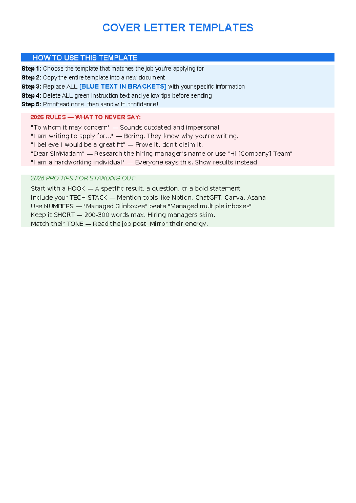 2026 Cover Letter Templates: Tips & Examples for Job Applications - Studocu