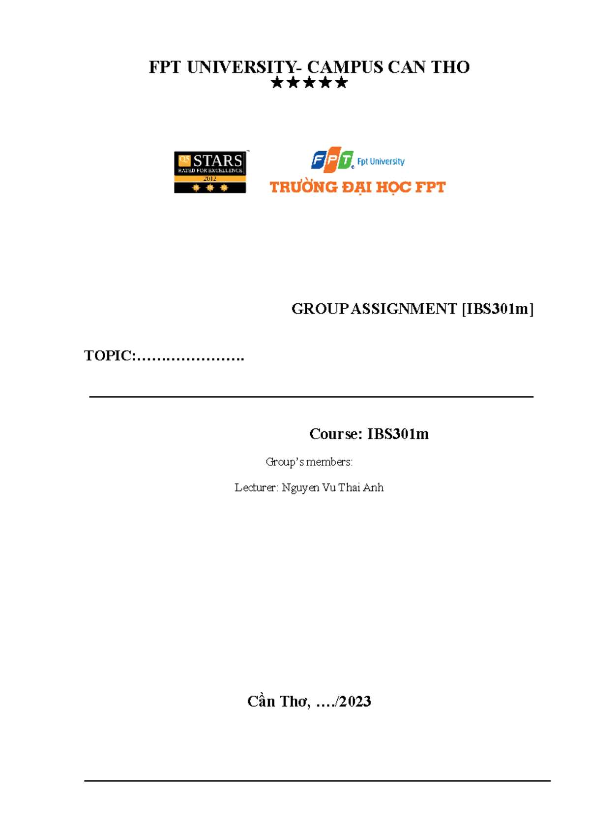 FA23 IBS301m GA Guideline - FPT UNIVERSITY- CAMPUS CAN THO GROUP ...