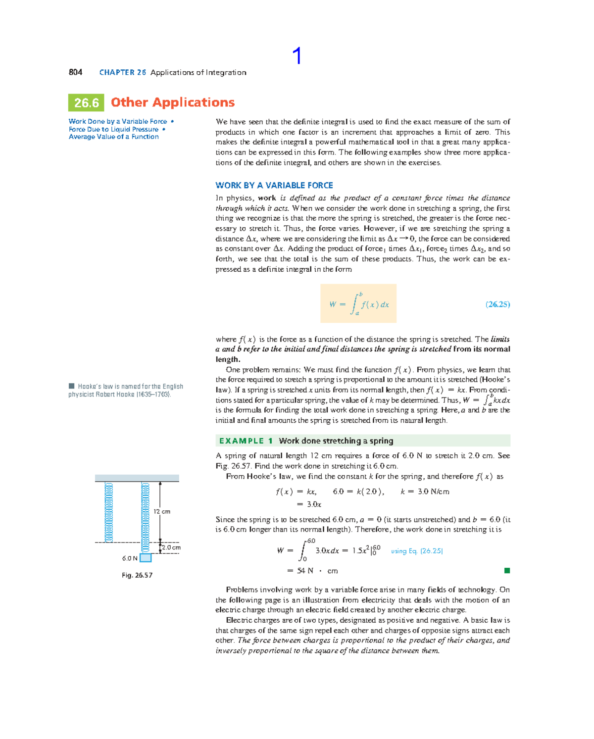 804 CHAPTER 26 Applications of Integration: Average Value & Work ...