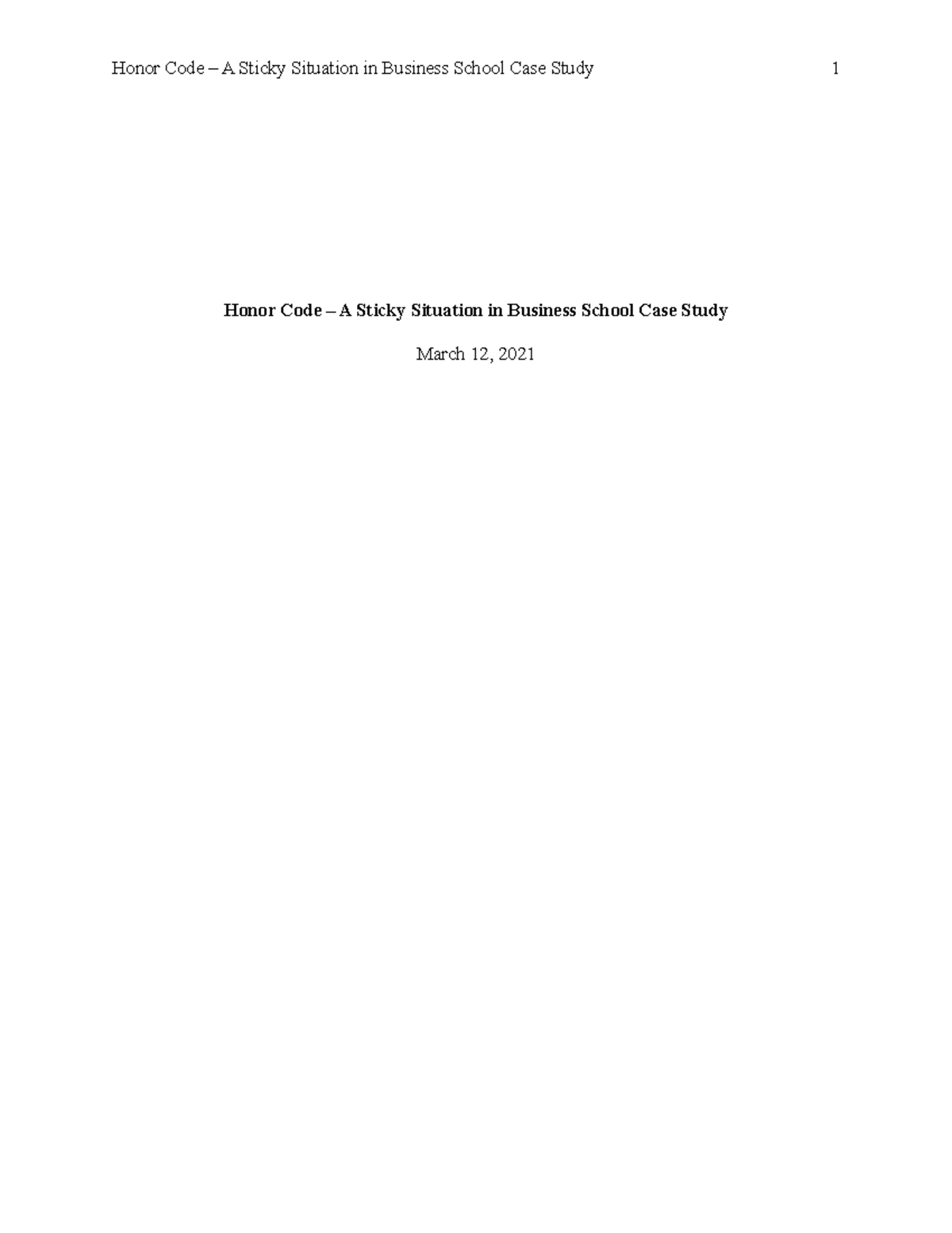 Case Study: Honor Code Violations in Executive MBA Program - Studocu