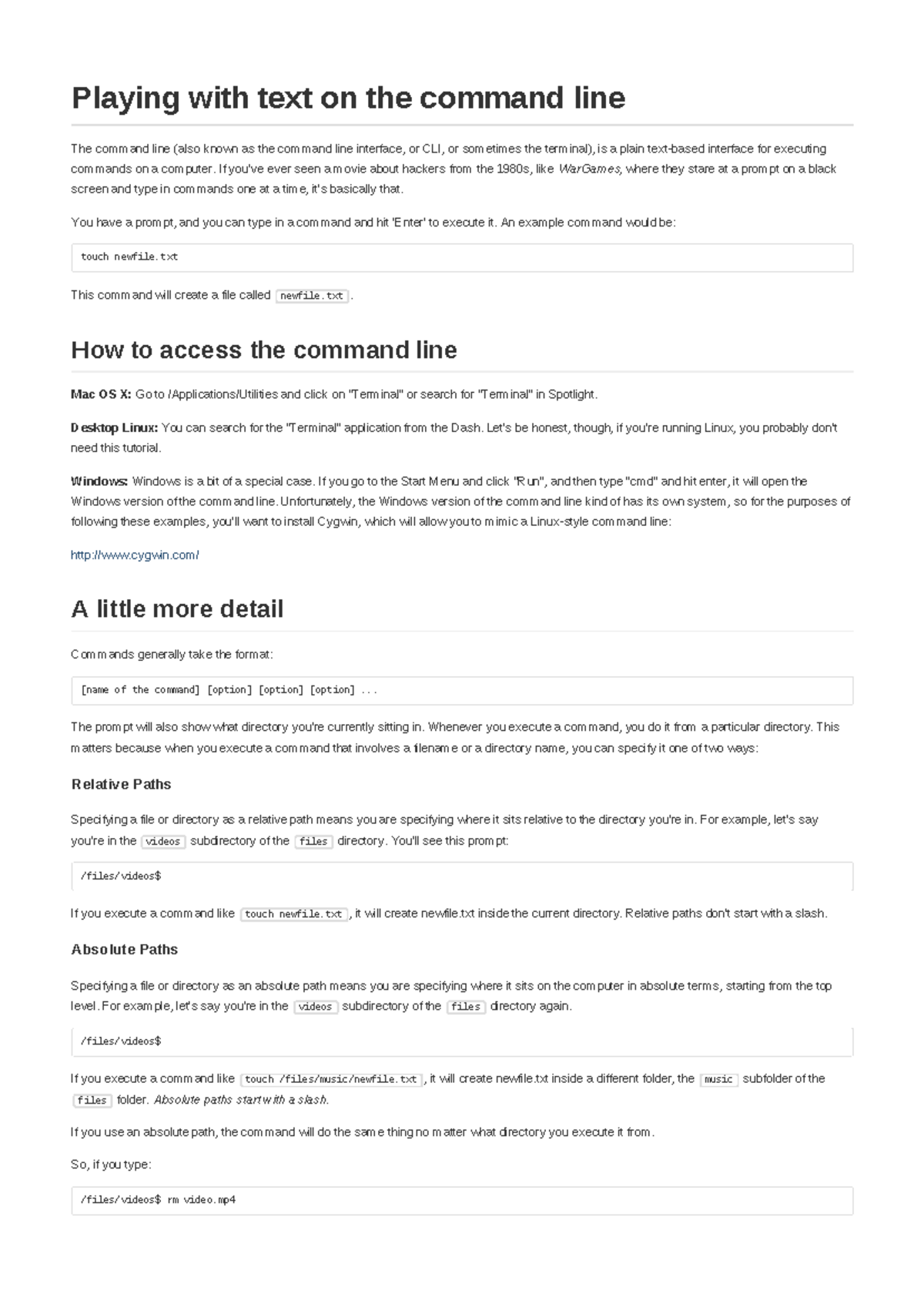 Cheatsheet - student-notes - The command line (also known as the ...