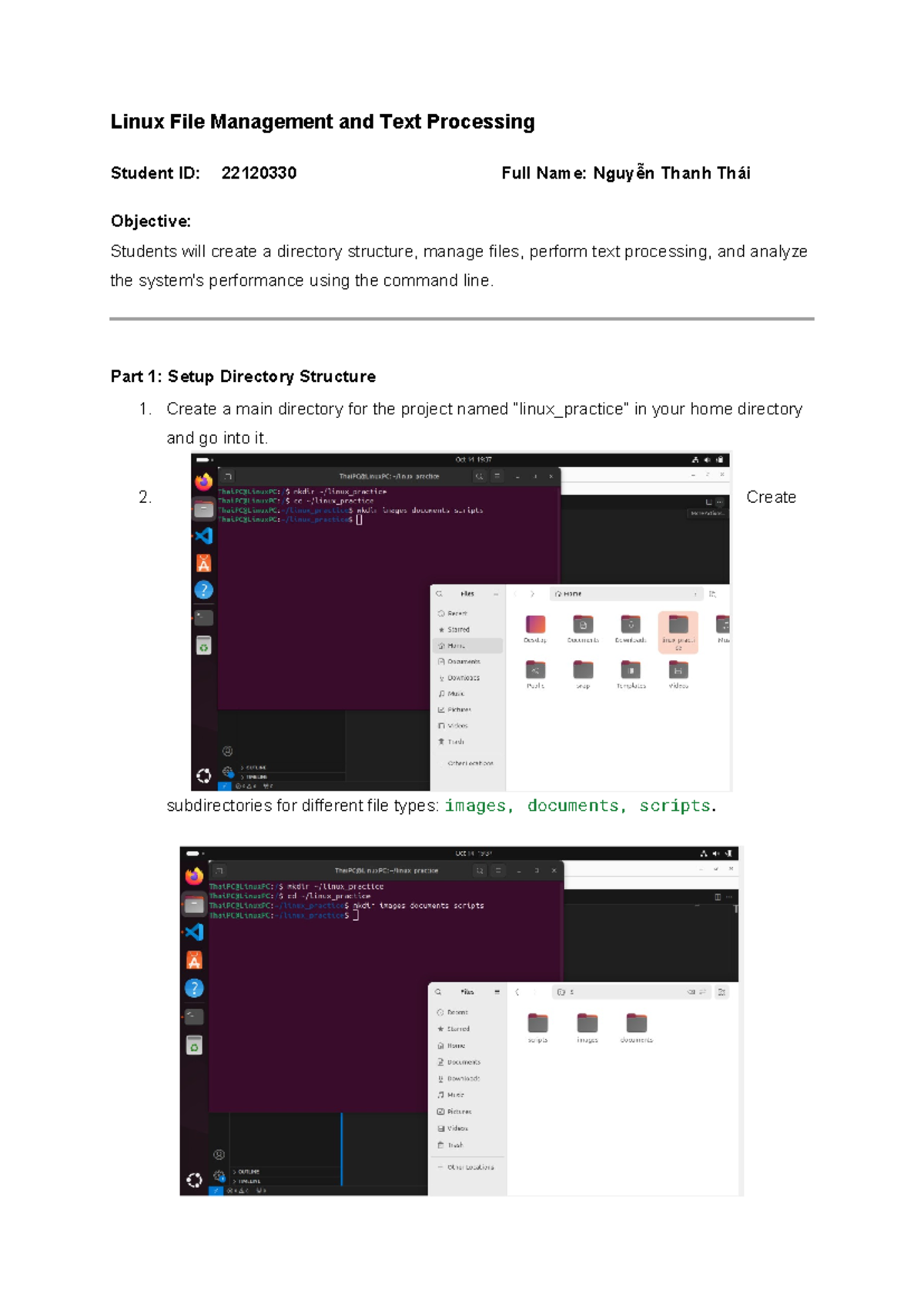 Linux Exercise 01 - Linux File Management and Text Processing Student ...