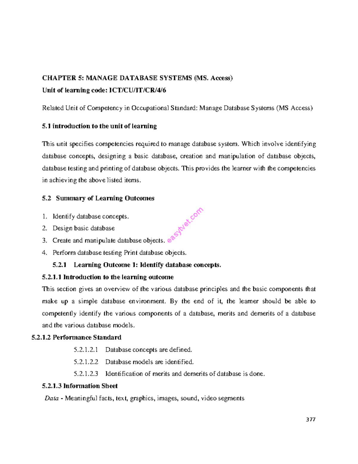 MDS Level 5 - Manage Database Systems - Access - CHAPTER 5: MANAGE ...