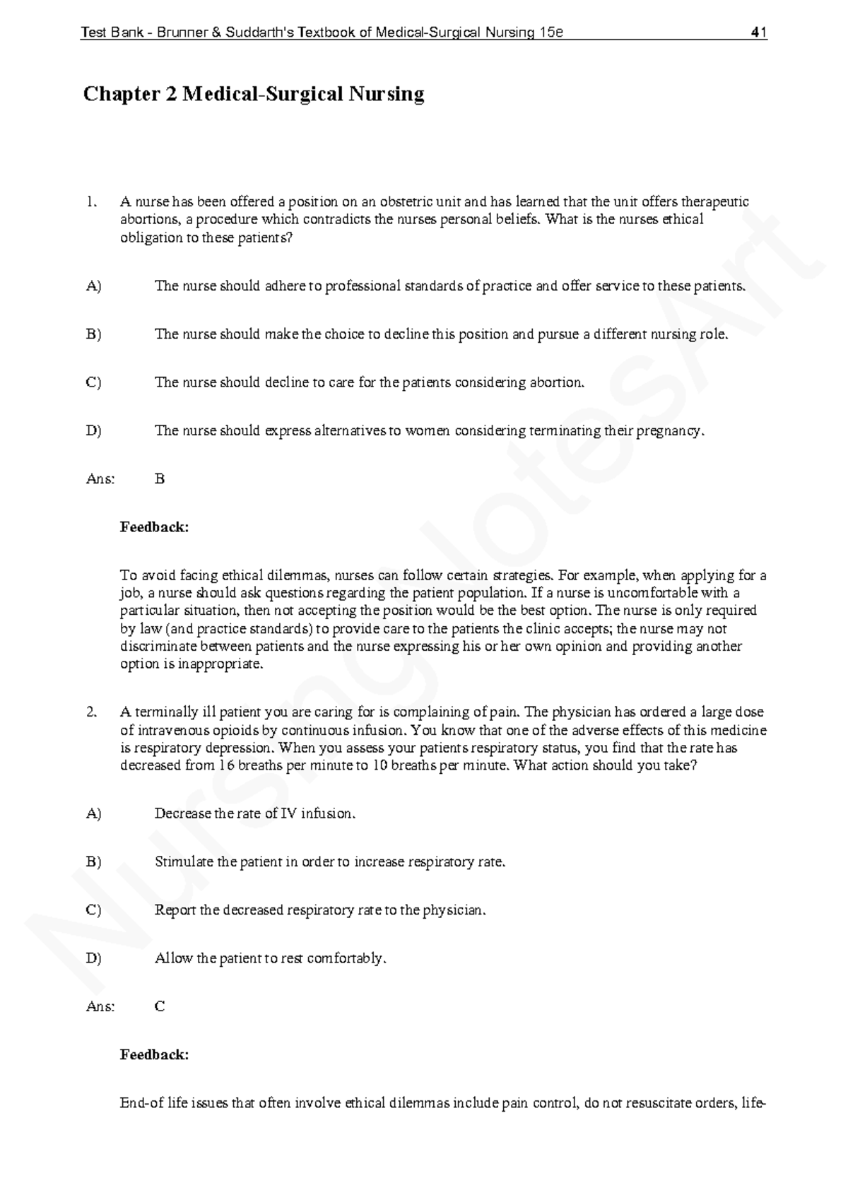Chapter 2 - Medical-Surgical Nursing Test Questions and Answers - Studocu