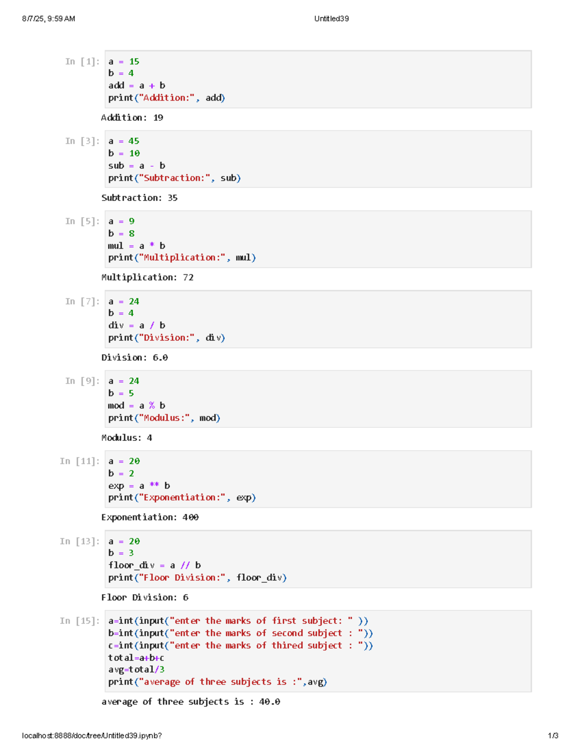 Assignment Questions: Math Operations and Programming Concepts - Studocu