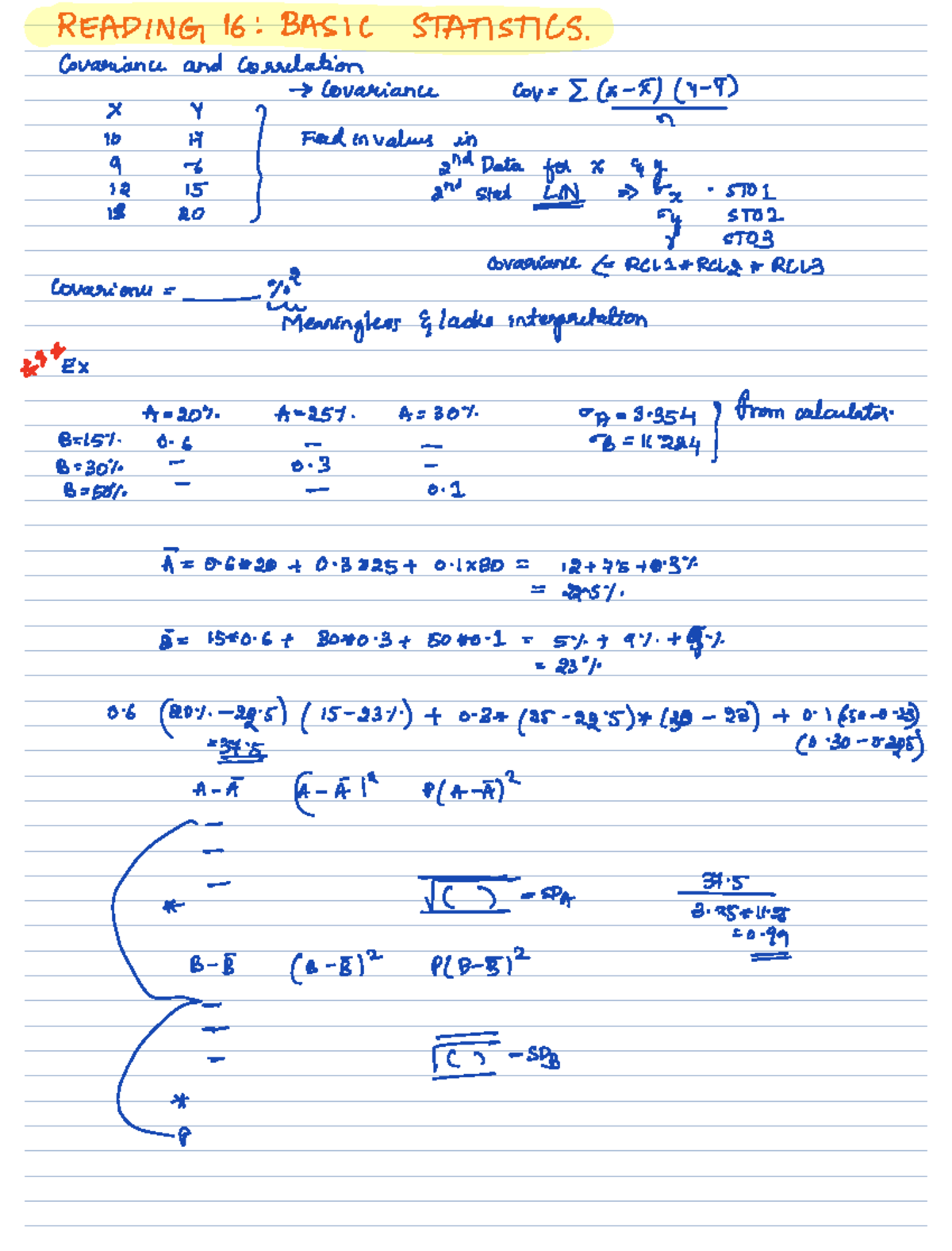 Quant FRM Level 1/Part 1 Handwritten Notes on Basic Statistics - Studocu