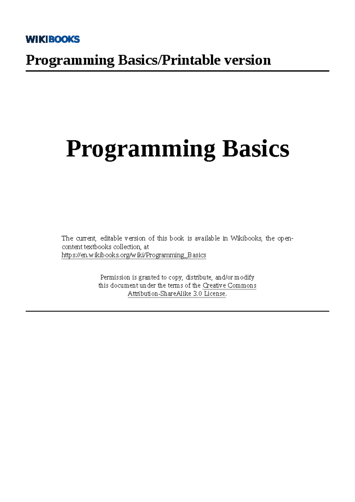 Programming Basics Printable version - Programming Basics/Printable ...