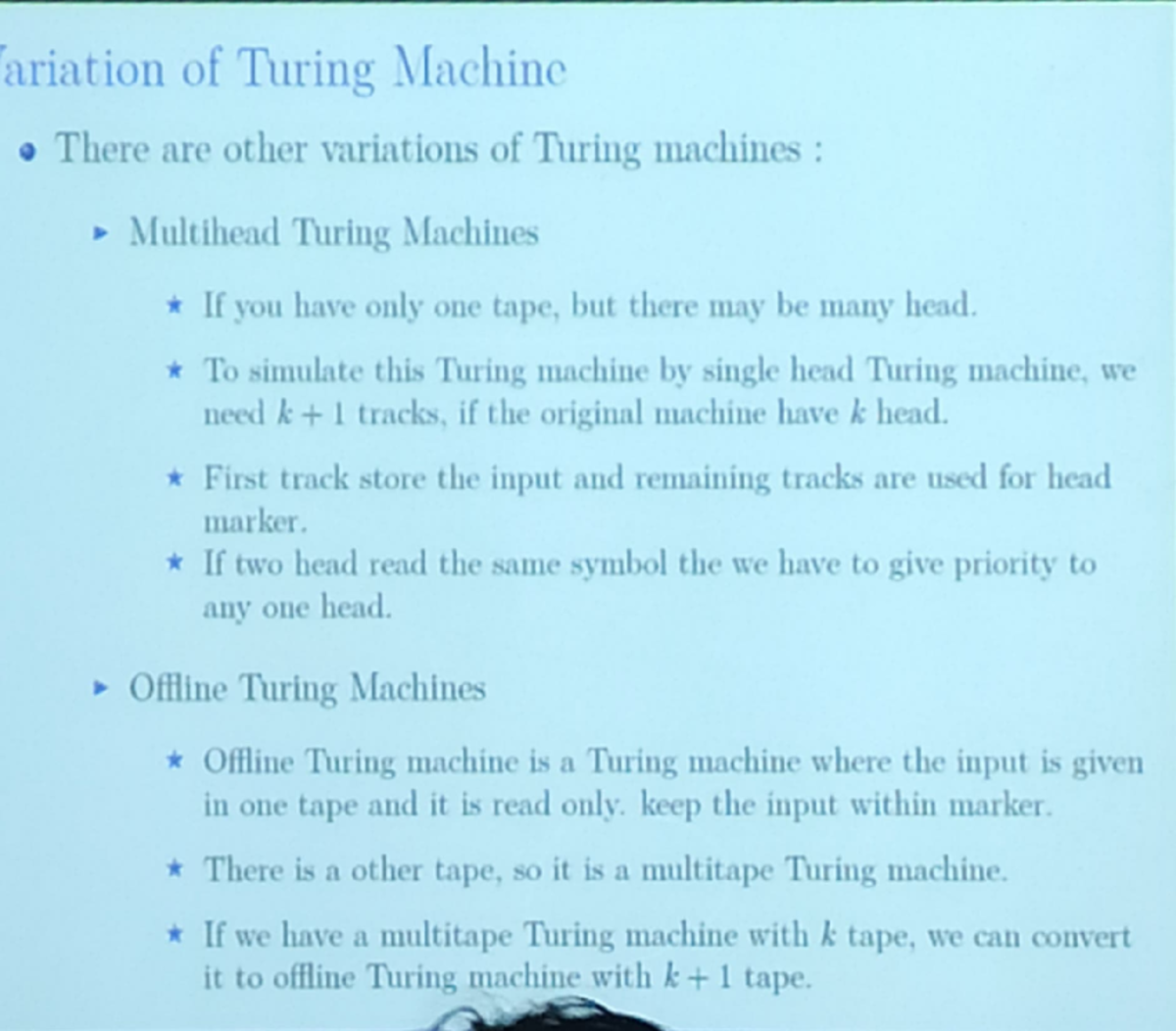 Day 5 class notes toc - ariation of Turing Machine " There are other ...