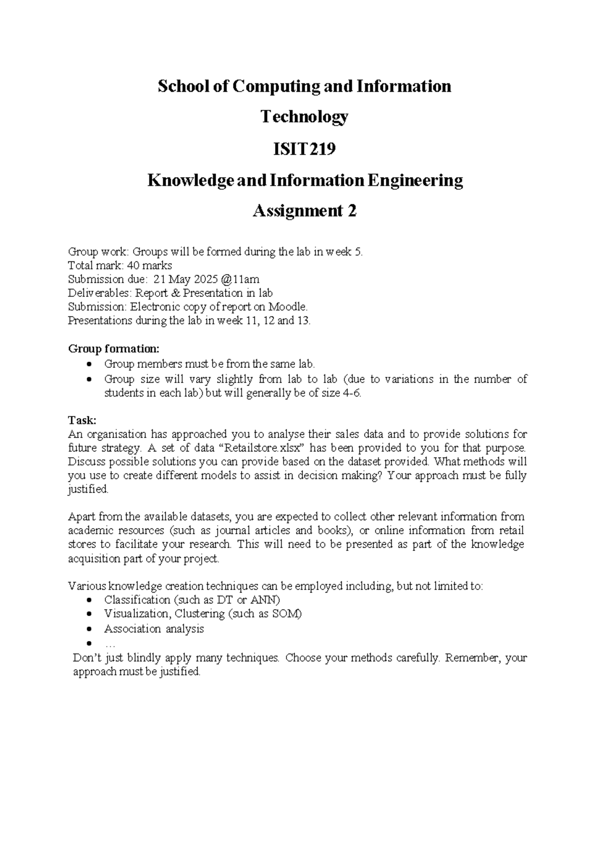 ISIT219 Assignment 2 - Group Project on Sales Data Analysis - Studocu