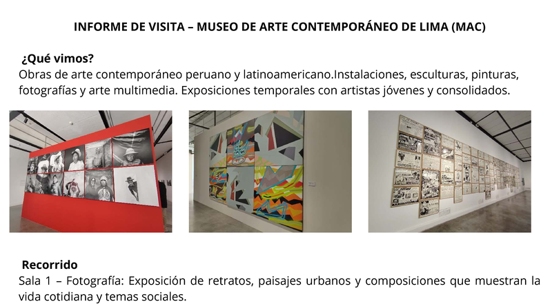 🖼️ Informe DE Visita – Museo DE ARTE Contemporáneo DE LIMA (MAC) 📍 ...