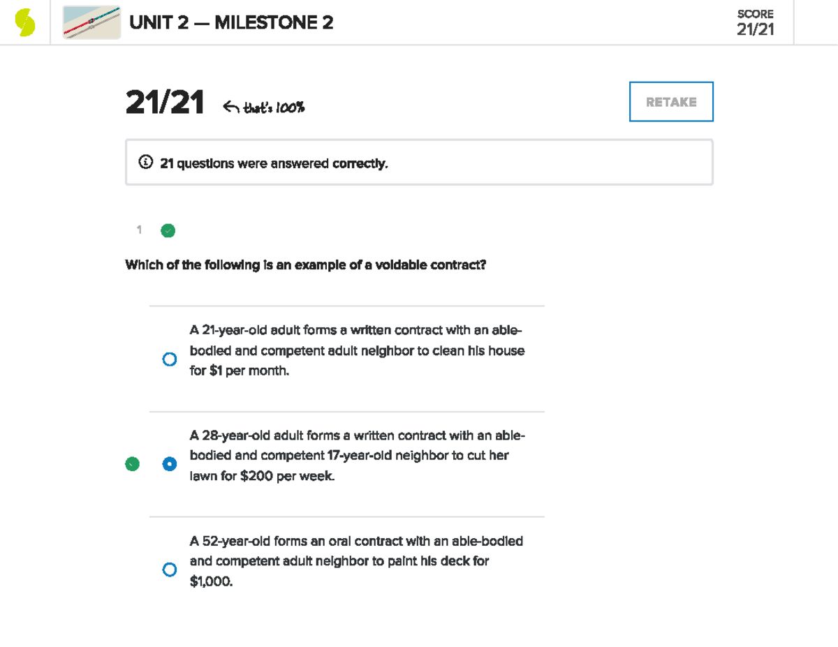 Business Law Unit 2 Milestone 2 Study Notes - Studocu