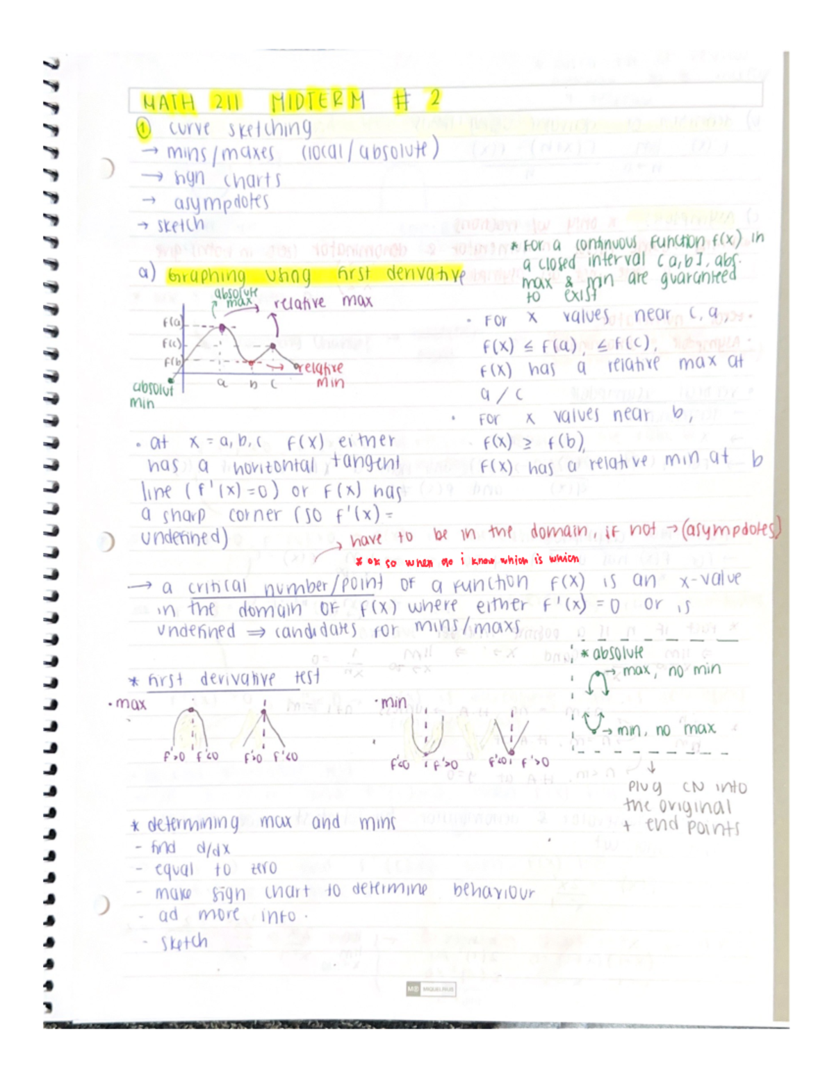 Math Midterm #2 - summary with formulas and examples - MATH 211 MIDTERM ...