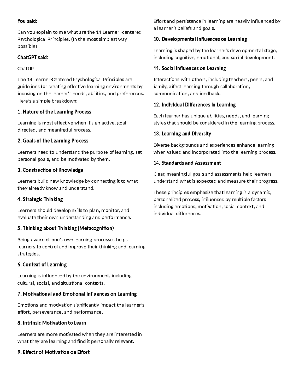 **Final Exam Notes on Learner-Centered Psychological Principles (LCPP ...