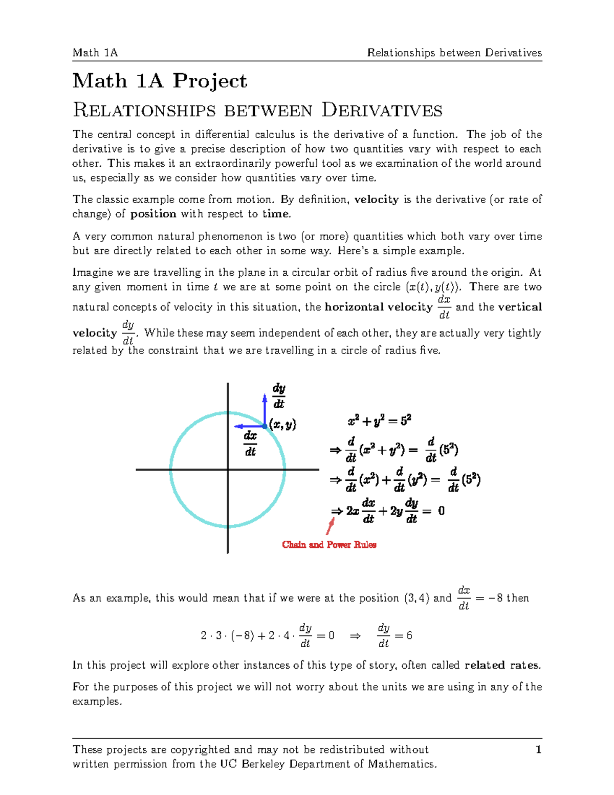Math 1A Project: Exploring Relationships Between Derivatives - Studocu