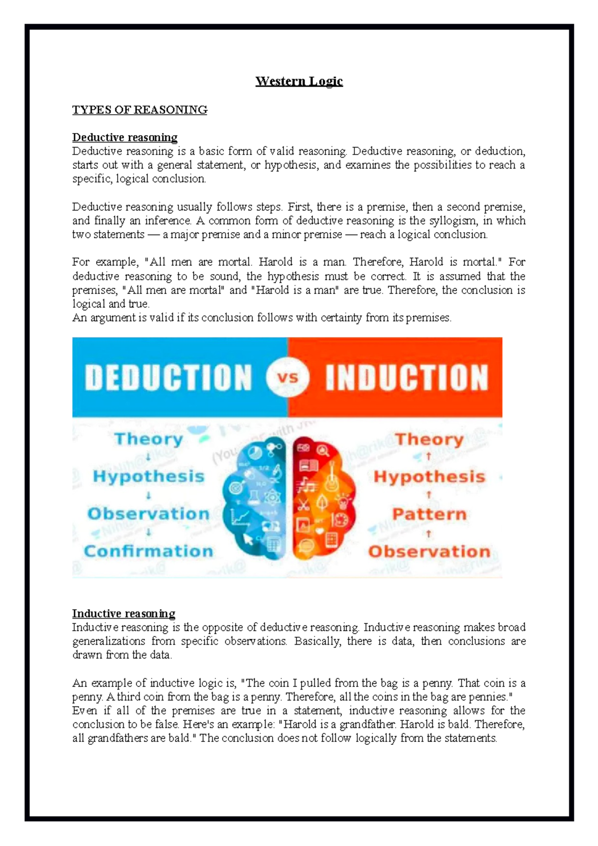 Western Logic: Types of Reasoning - FOR UGC NET - Studocu