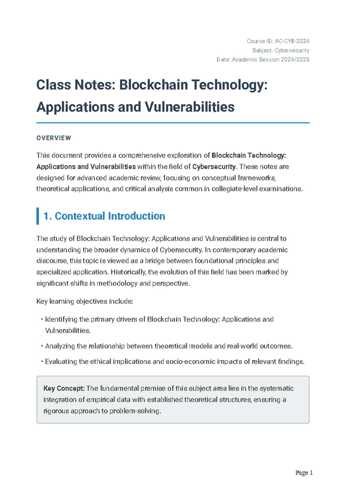 Cybersecurity Class Notes: Blockchain Tech Applications ...
