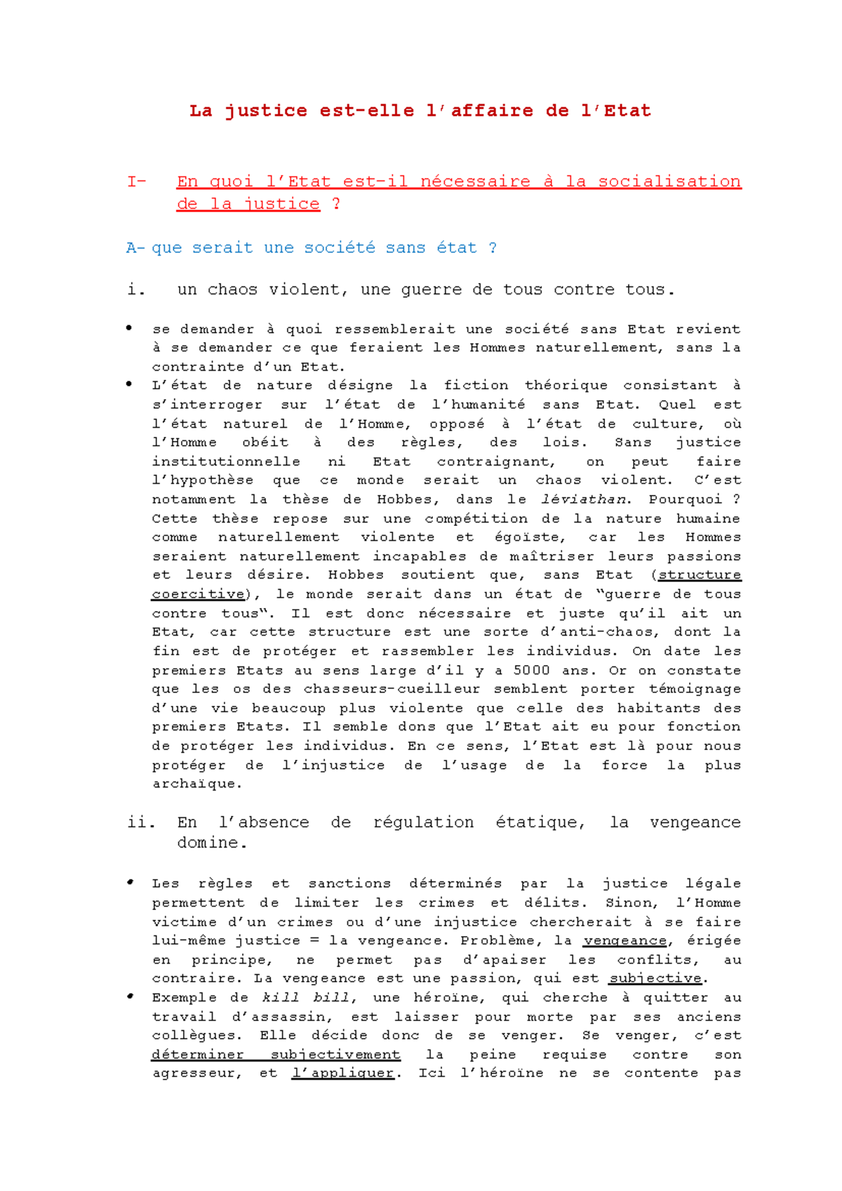 Philo politique - La justice est-elle l’affaire de l’Etat I- En quoi l ...