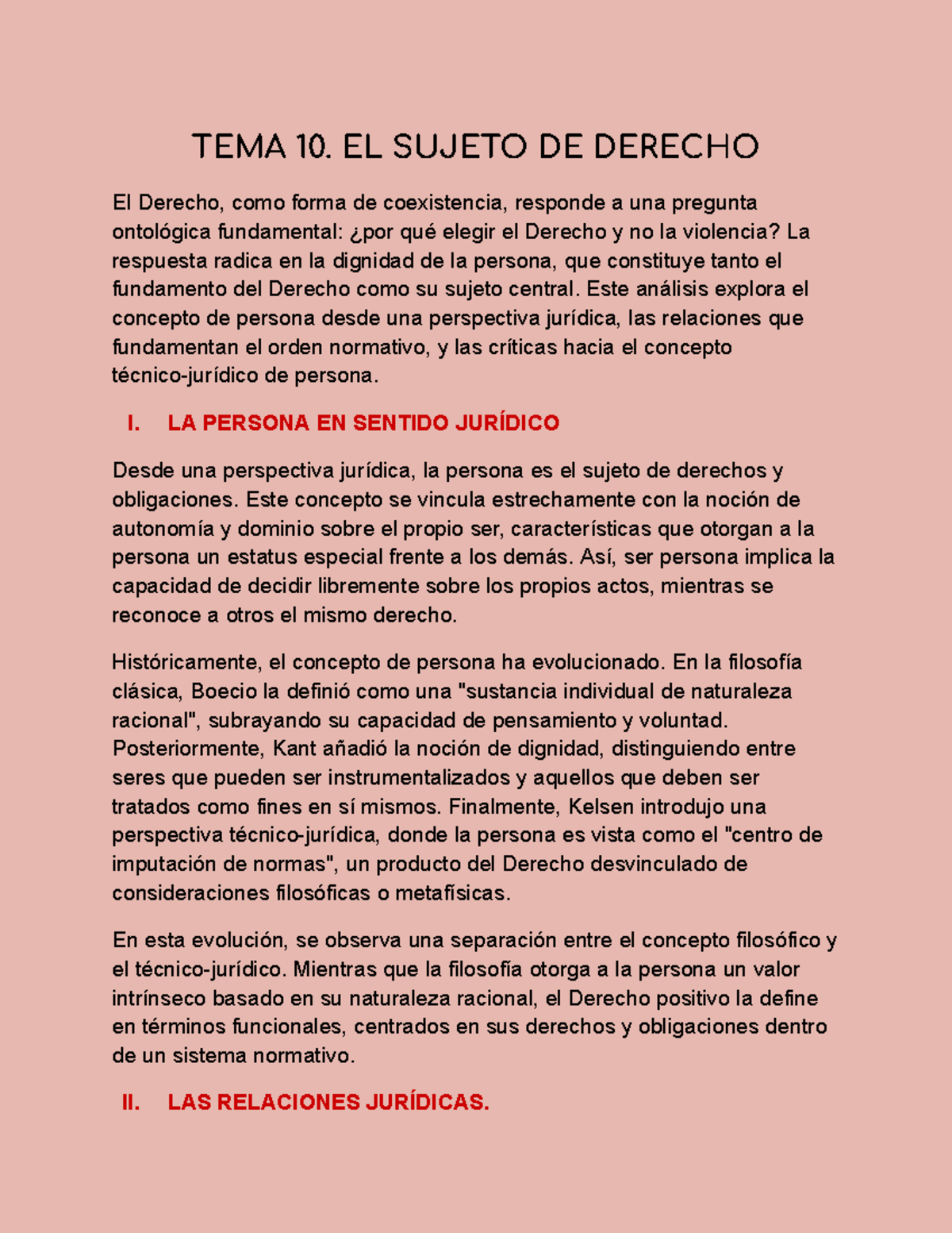 TEMA 10: EL SUJETO DE DERECHO EN LA TEORÍA DEL DERECHO - Studocu