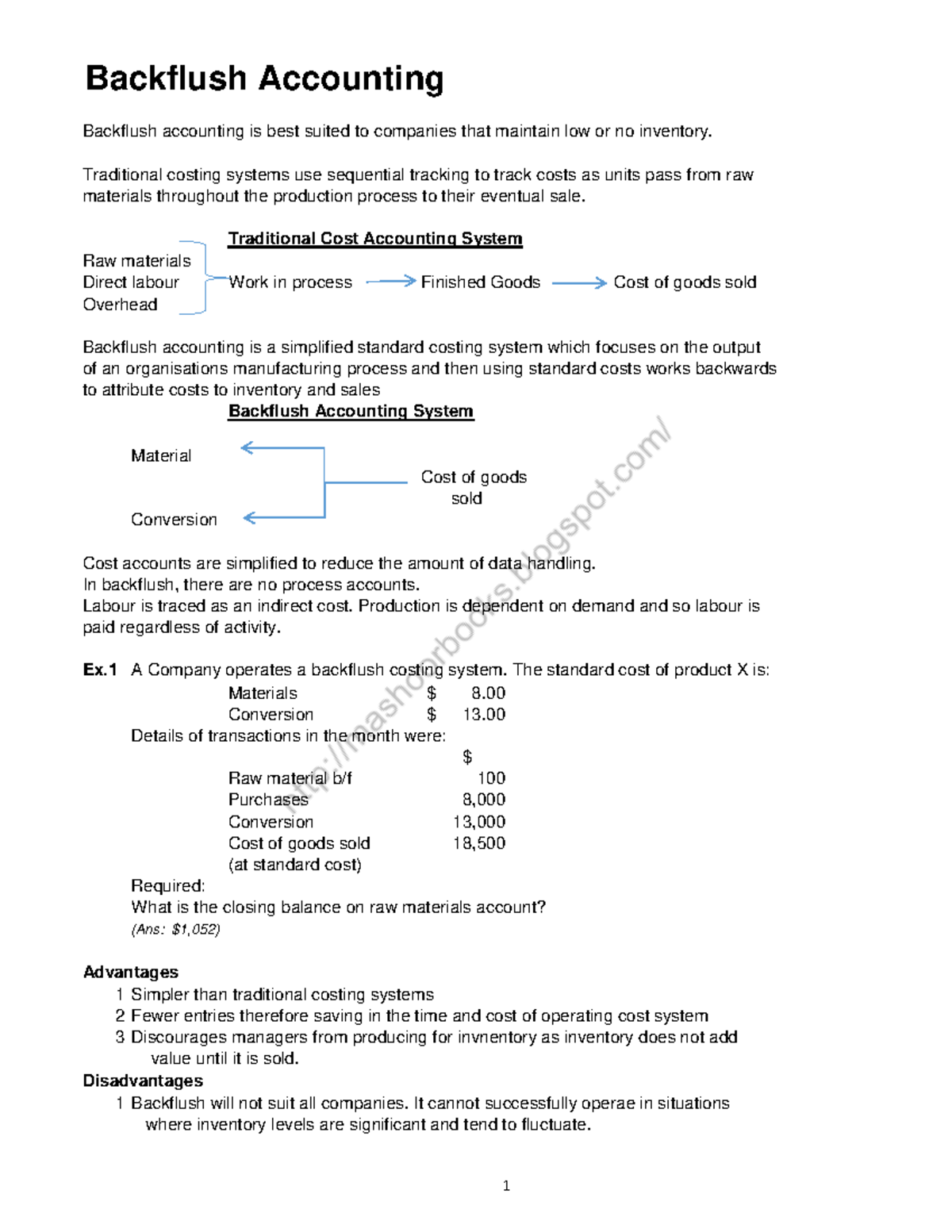 Backflush Accounting & Throughput Analysis - Study Notes - Studocu