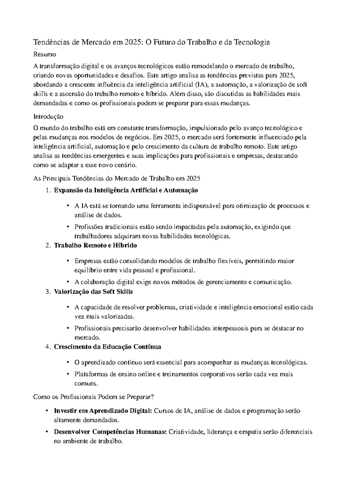 Artigo - Tendências do Mercado de Trabalho em 2025: Futuro e ...