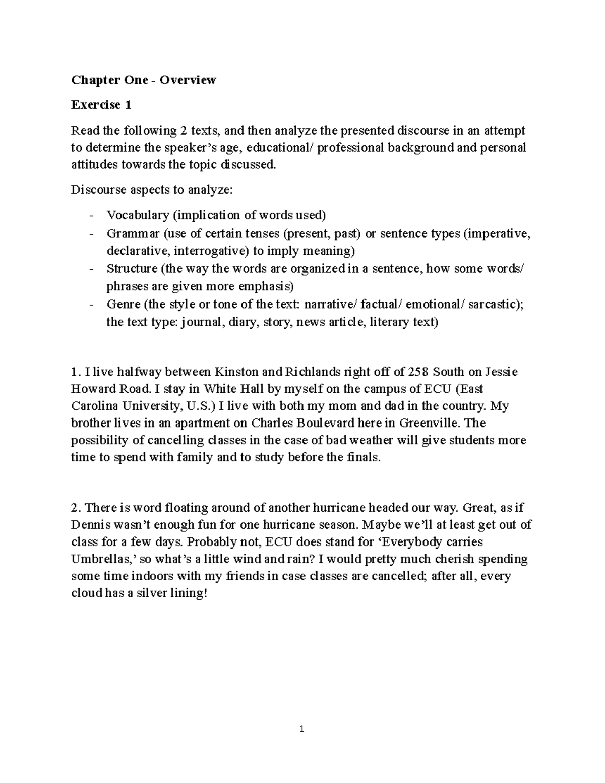 Discourse Analysis Exercises For Advanced Studies Eng 302 Studocu