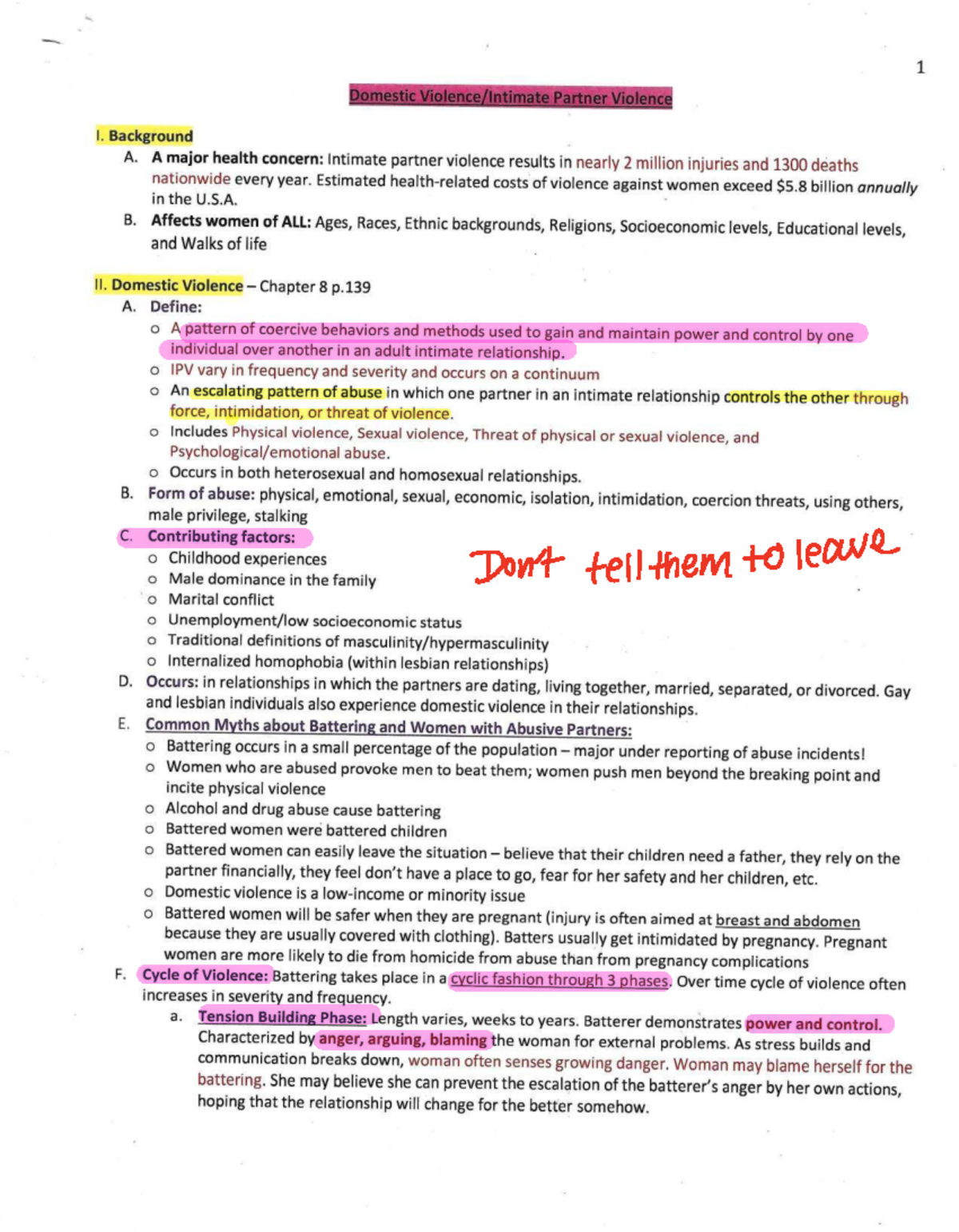 Exam 4 Outline: OB - Phases of Domestic Violence - Studocu