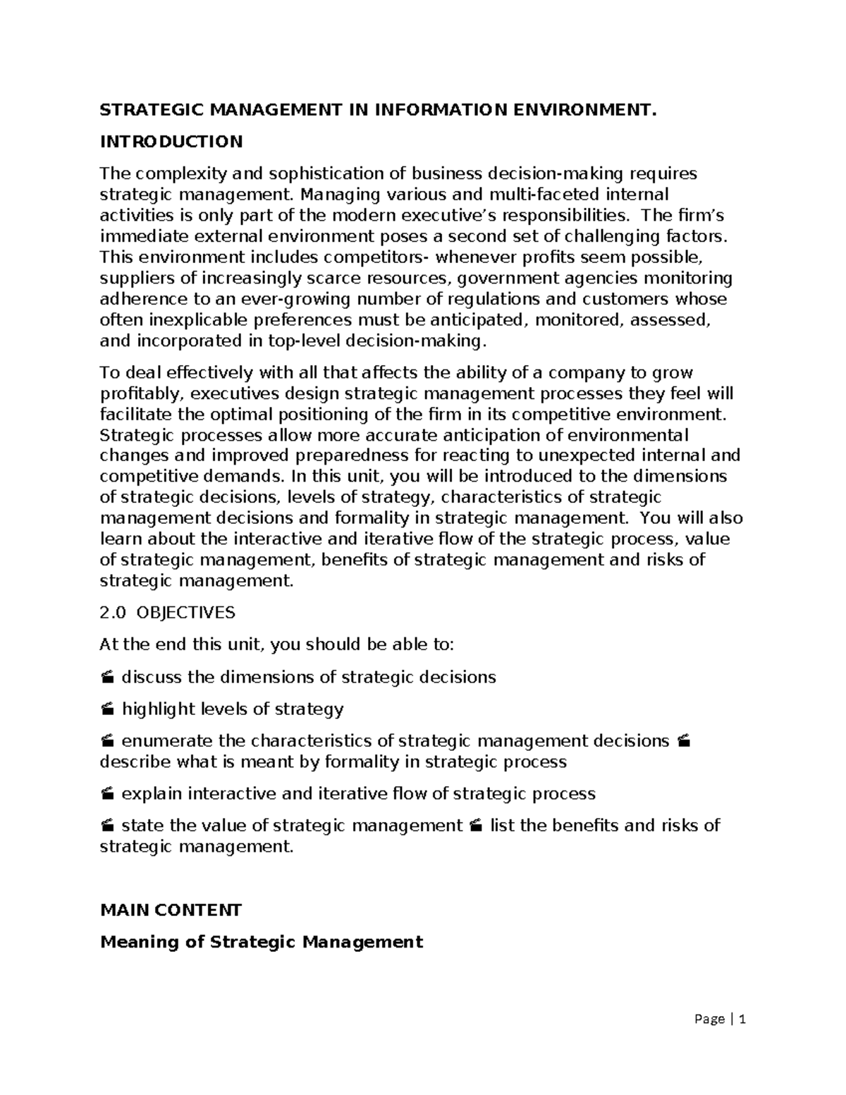 Strategic Management in Information Environment: Key Concepts ...