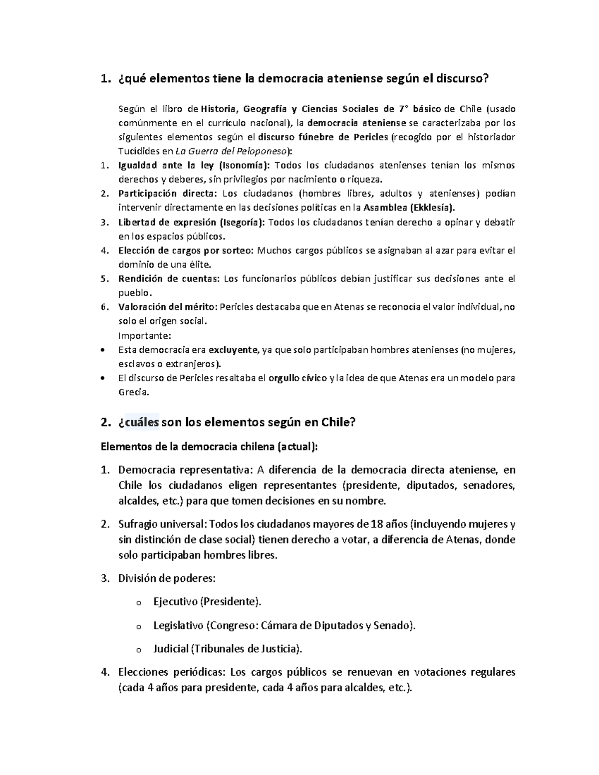 Elementos de la Democracia Ateniense y Chilena: Análisis Comparativo ...