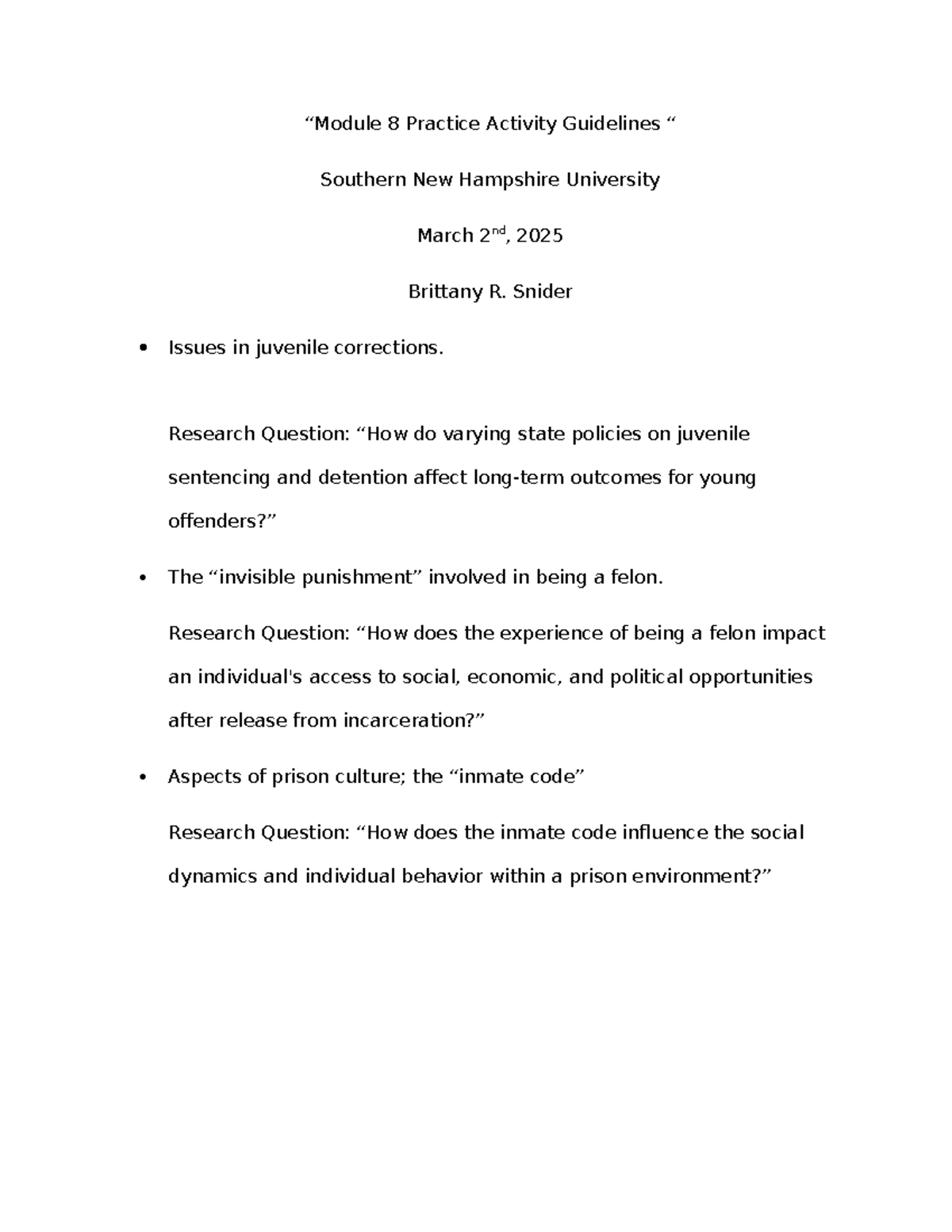 Module 8 Practice Activity Guidelines - “Module 8 Practice Activity ...