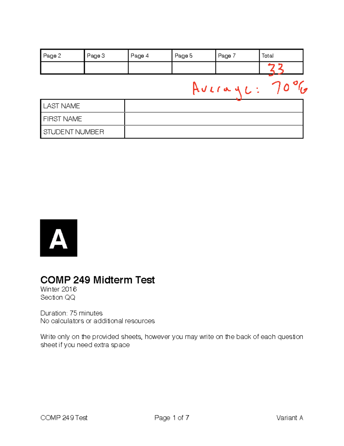 COMP 249 Midterm Test Winter 2016 - Code Snippet Analysis - Studocu