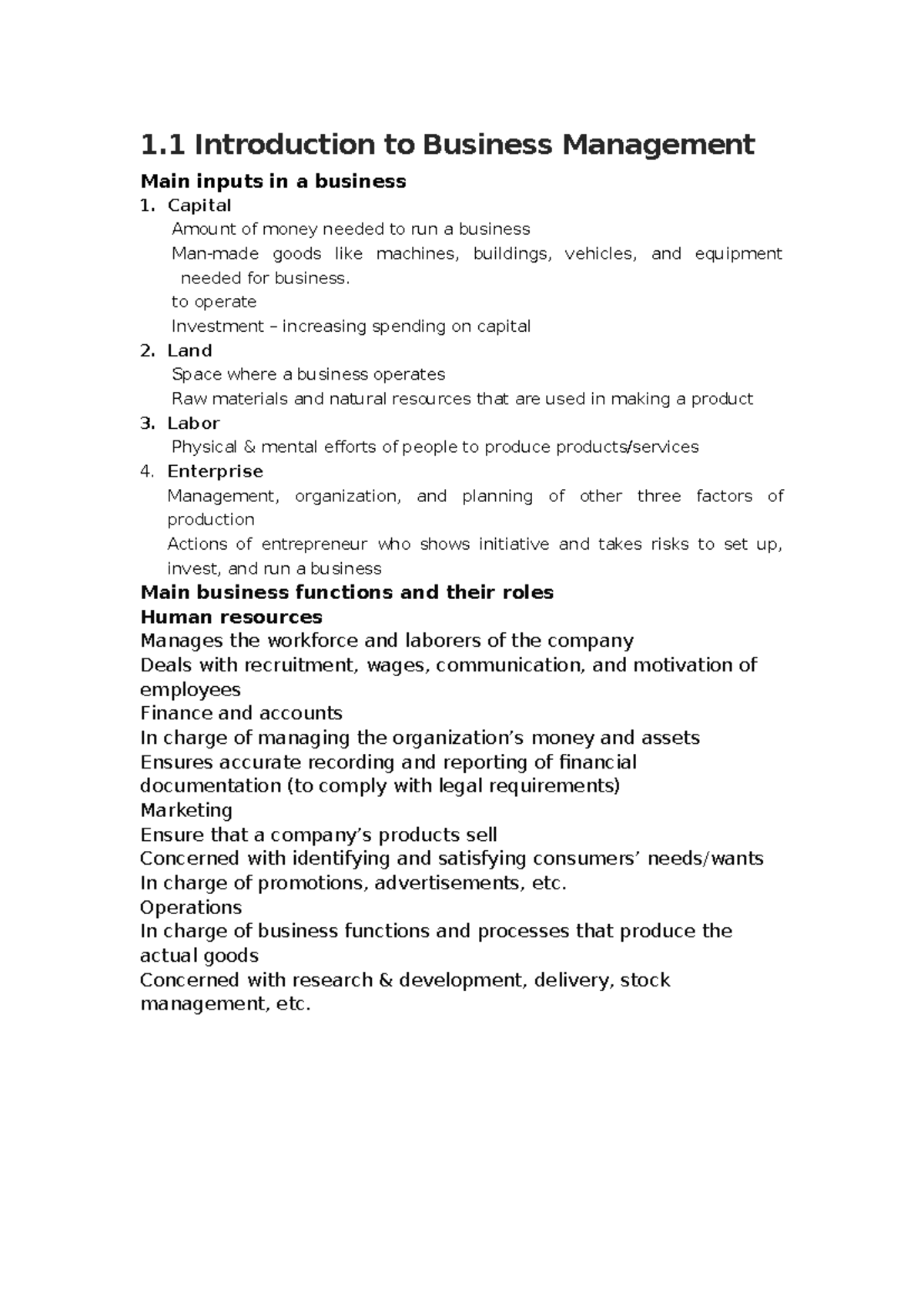 BM 101: Intro to Business Management Notes and Key Concepts - Studocu