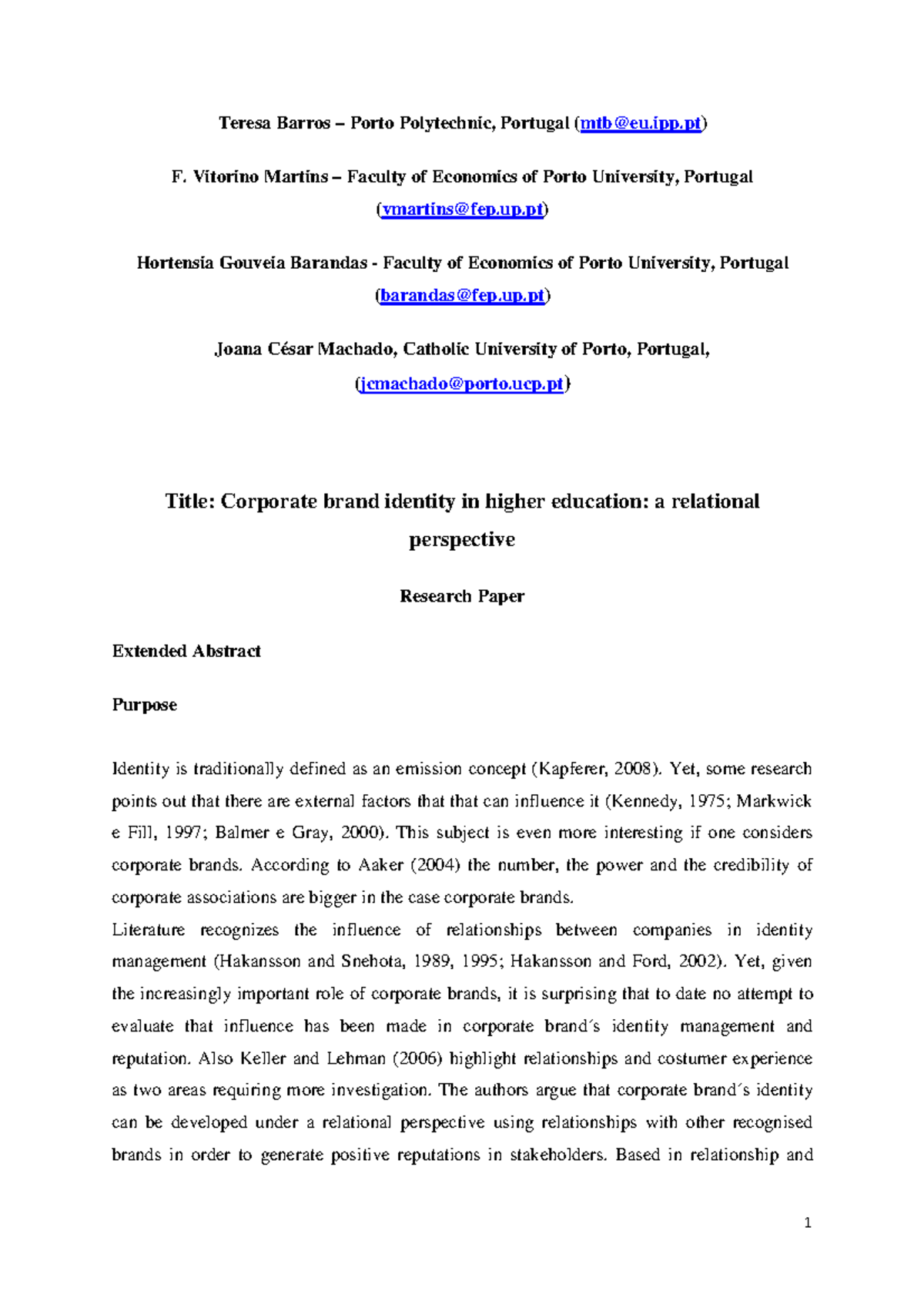 Corporate Brand Identity in Higher Education: A Relational Study (EDU ...