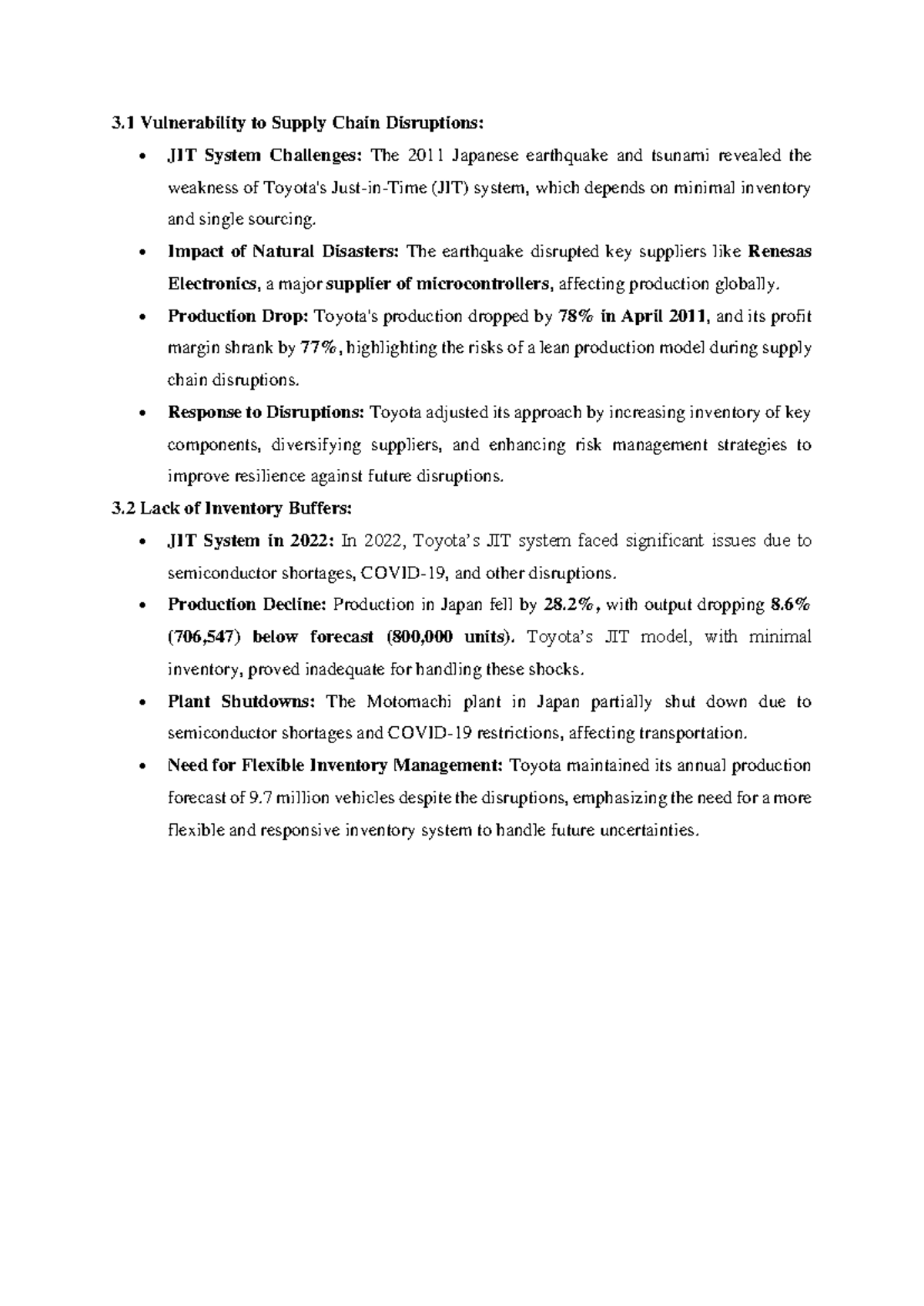 3.1 & 3.2 JIT System Challenges: Supply Chain Disruptions & Responses ...