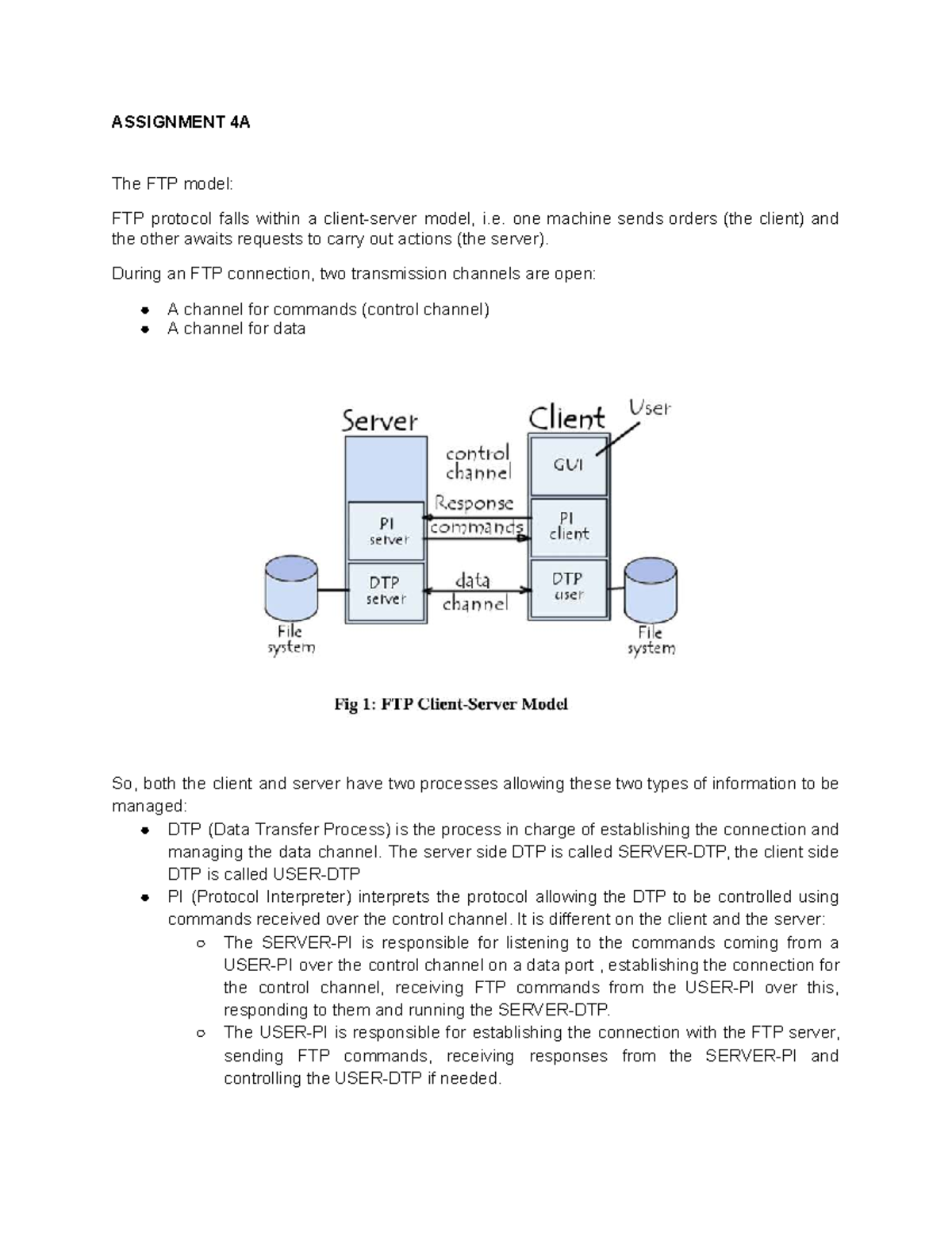 CNS 4 - Assignment 4A: Understanding the FTP Model and Protocol - Studocu