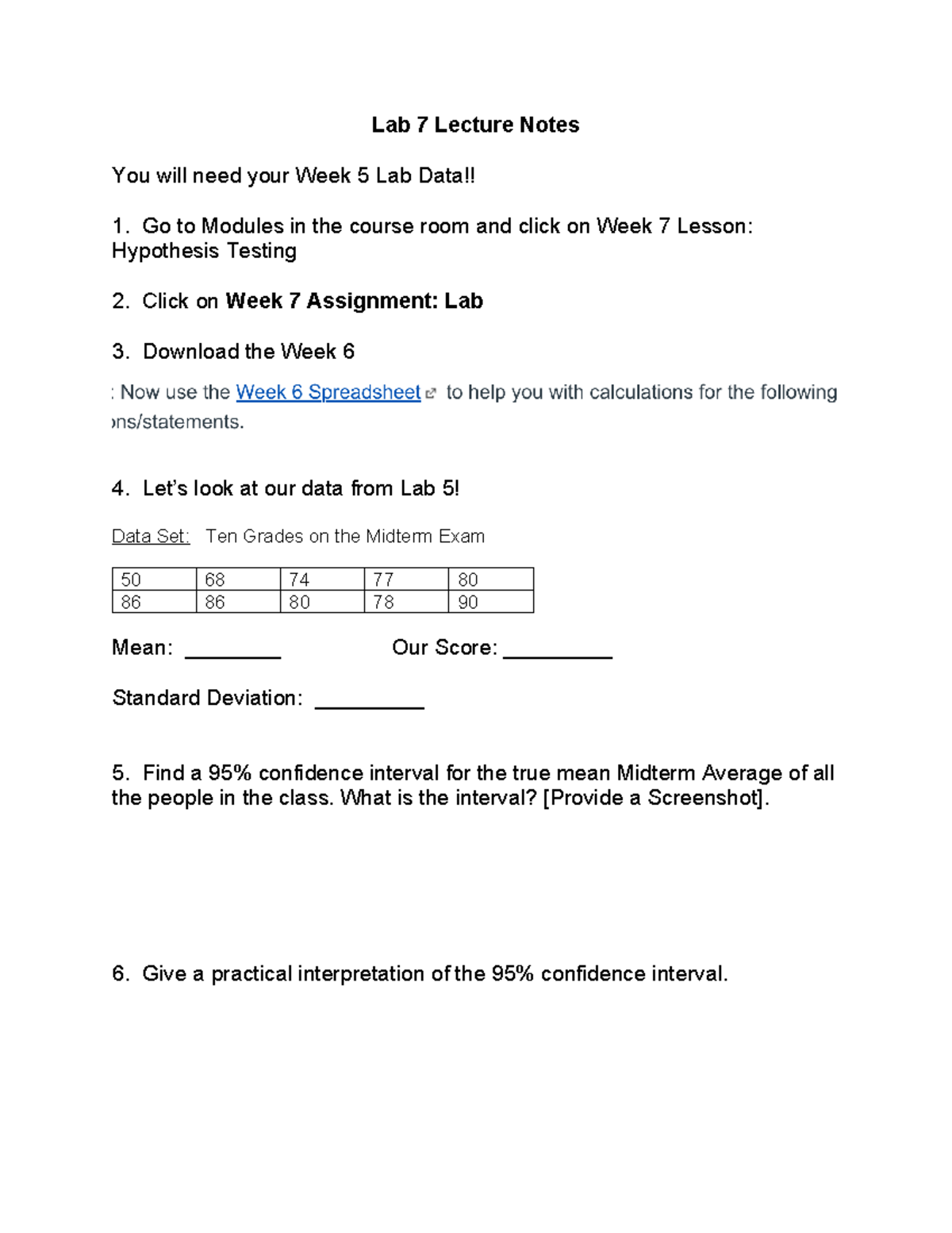 MATH225 Week 7 Lab Lecture Notes on Hypothesis Testing - Studocu