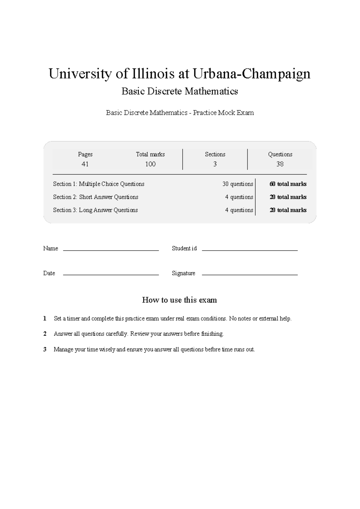 MATH 213 Basic Discrete Mathematics Practice Mock Exam 2026 - Studocu