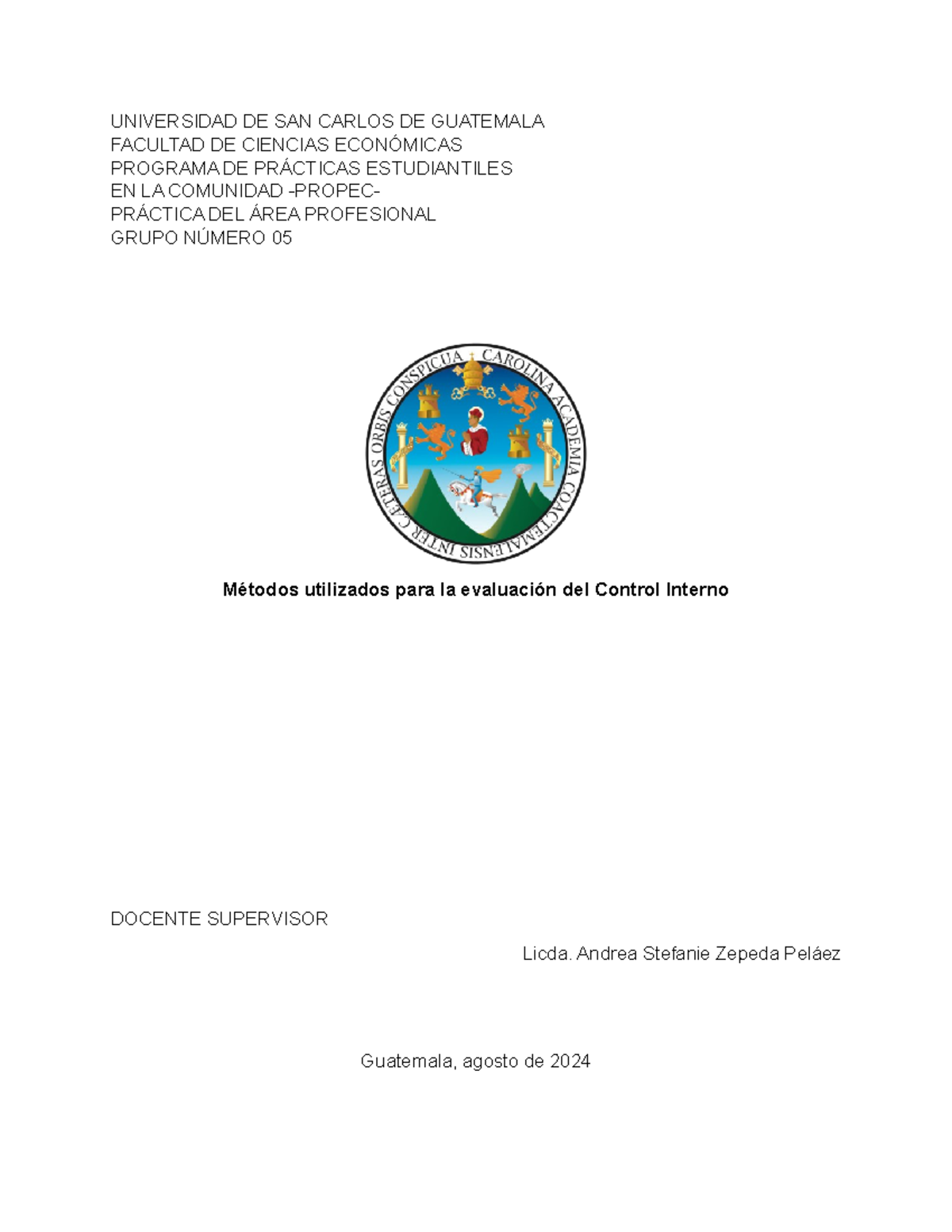 Métodos de Evaluación del Control Interno - Prácticas Estudiantiles 2024 - Document Preview