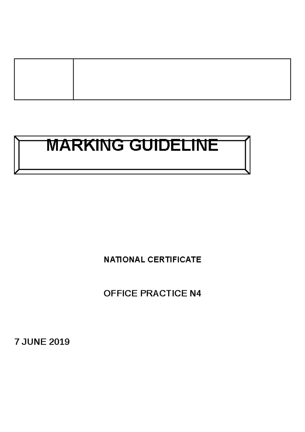 N1240 - Office Practice N4 Marking Guideline Memo June 2019 - Studocu
