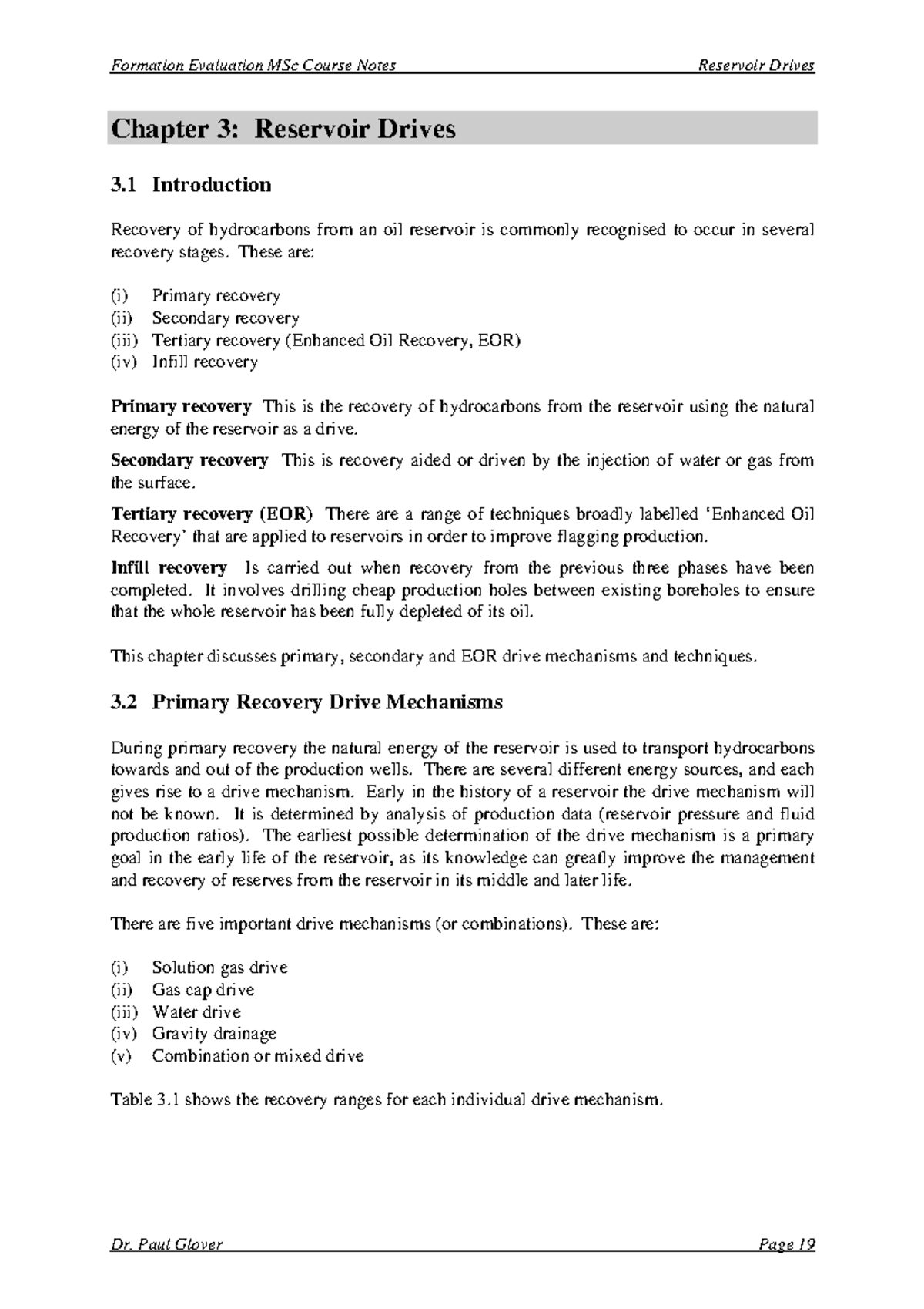 Reservoir drive in petroleum engineering and reservoir - Chapter 3 ...
