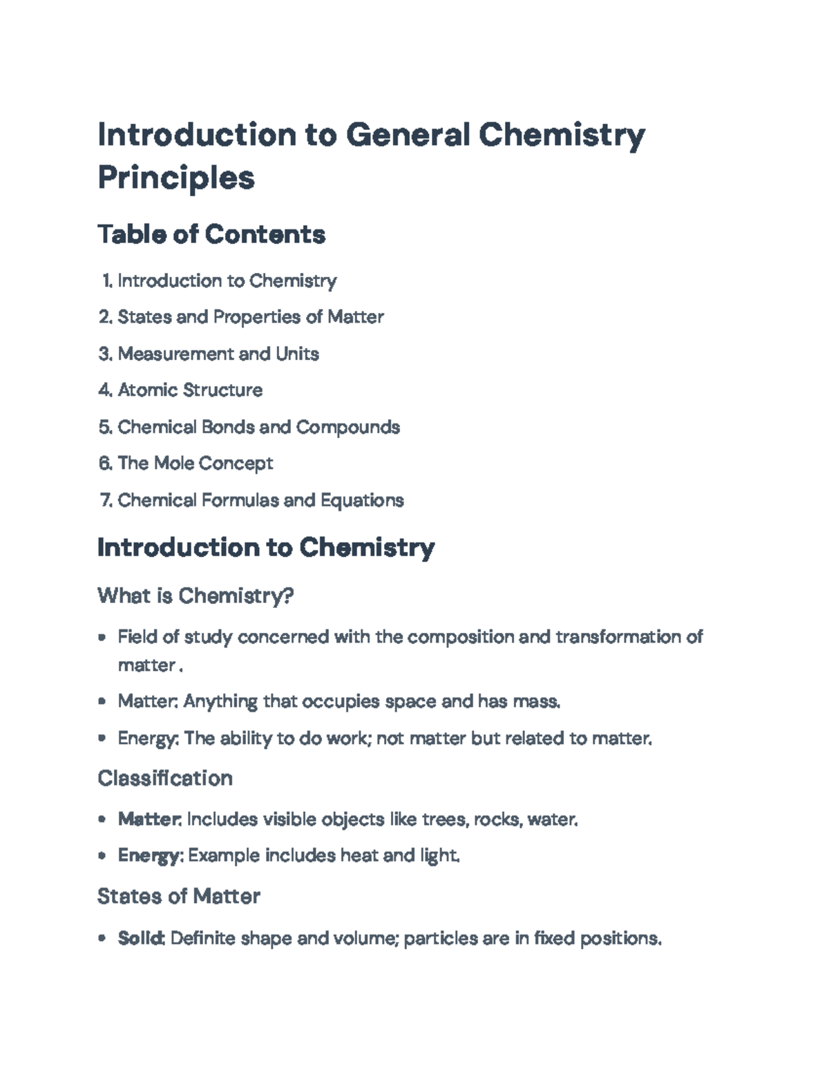 General Chemistry (CHEM101): Core Principles and Concepts Overview ...