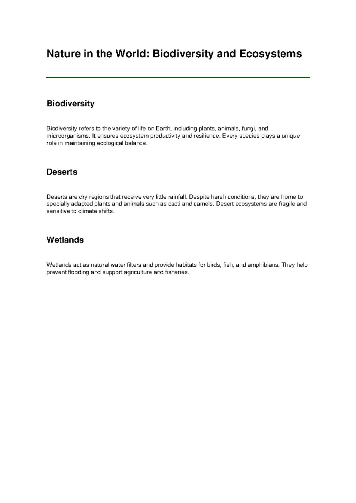 Nature in the World Part2 - Nature in the World: Biodiversity and ...