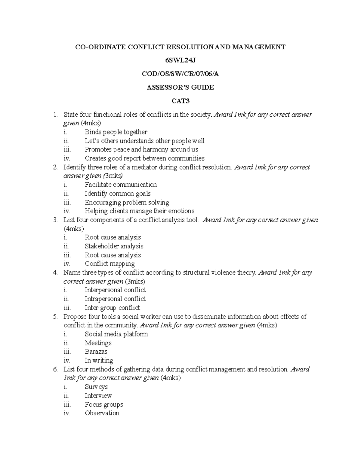 6SWL - revision questions - CO-ORDINATE CONFLICT RESOLUTION AND ...