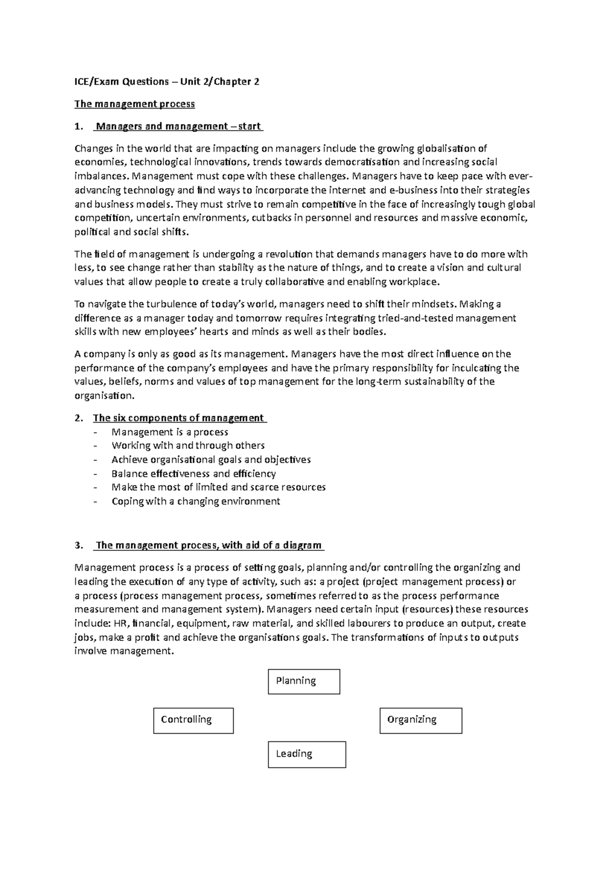 LU 2 - learning unit 2 - Contemporary Management Principles - ICE/Exam ...